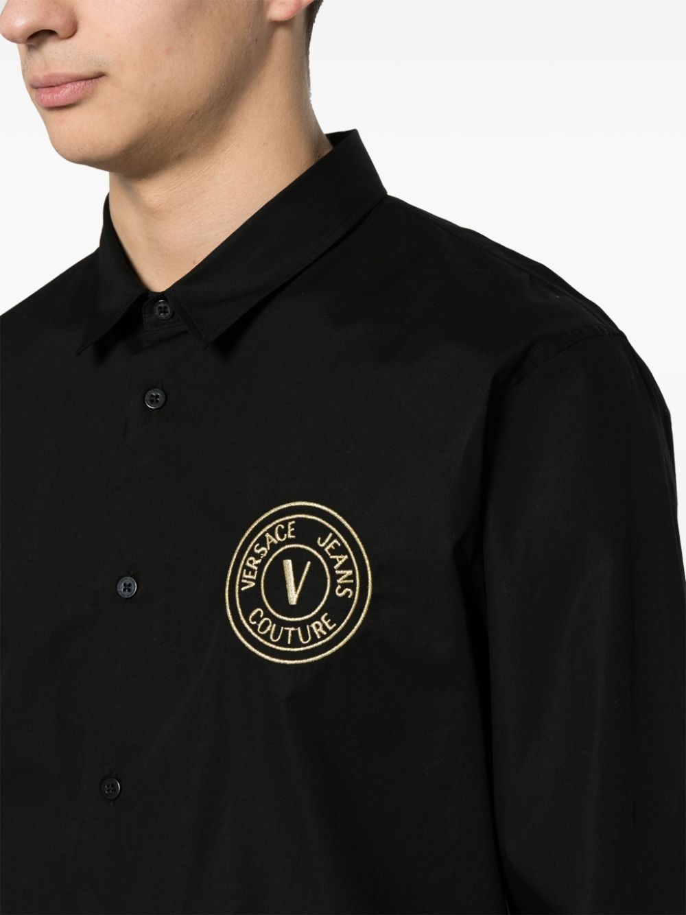 logo-embroidered cotton shirt - 5