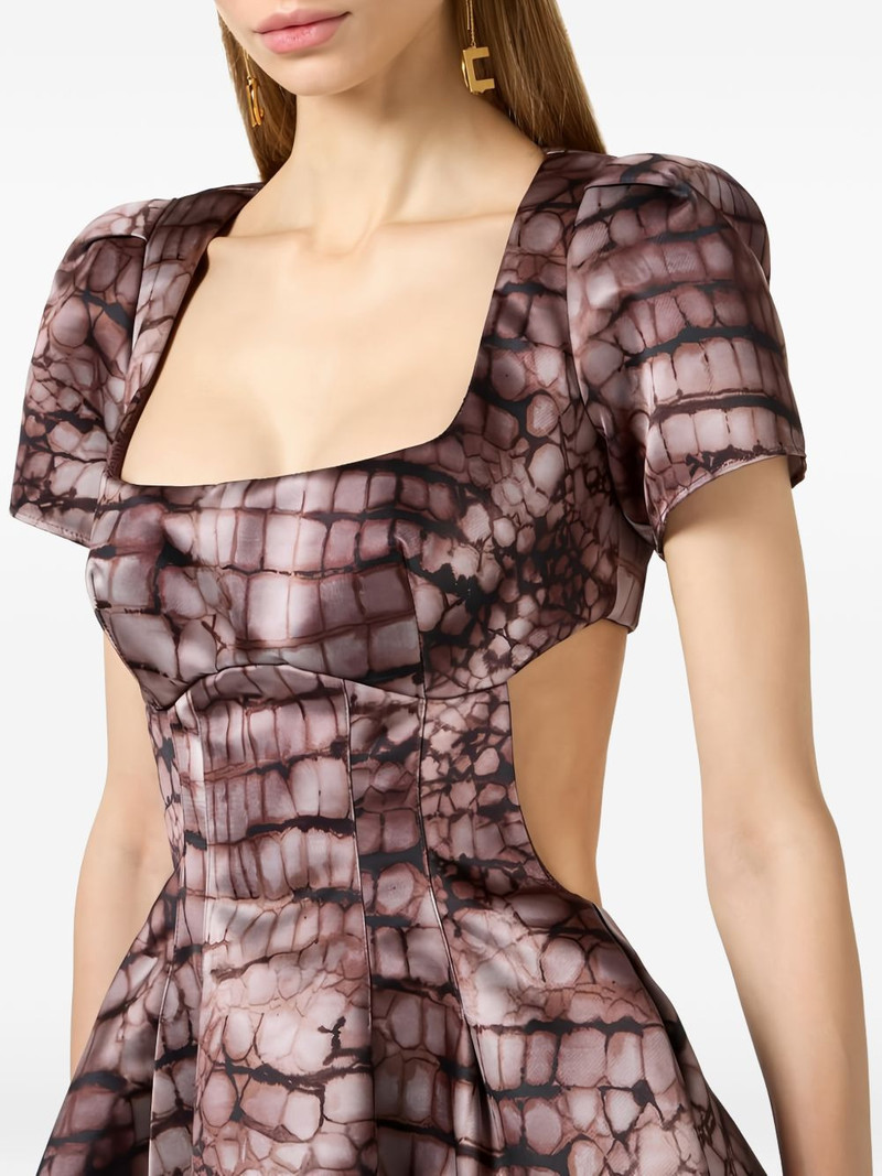 U-neck alligator-patterned mini dress 5