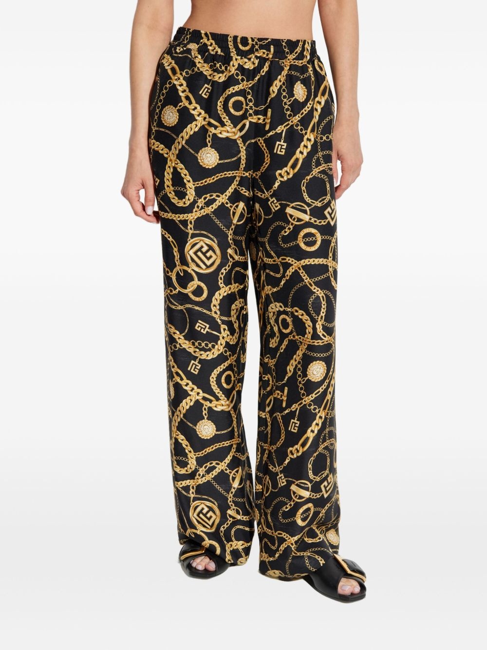 chain-print silk trousers - 3
