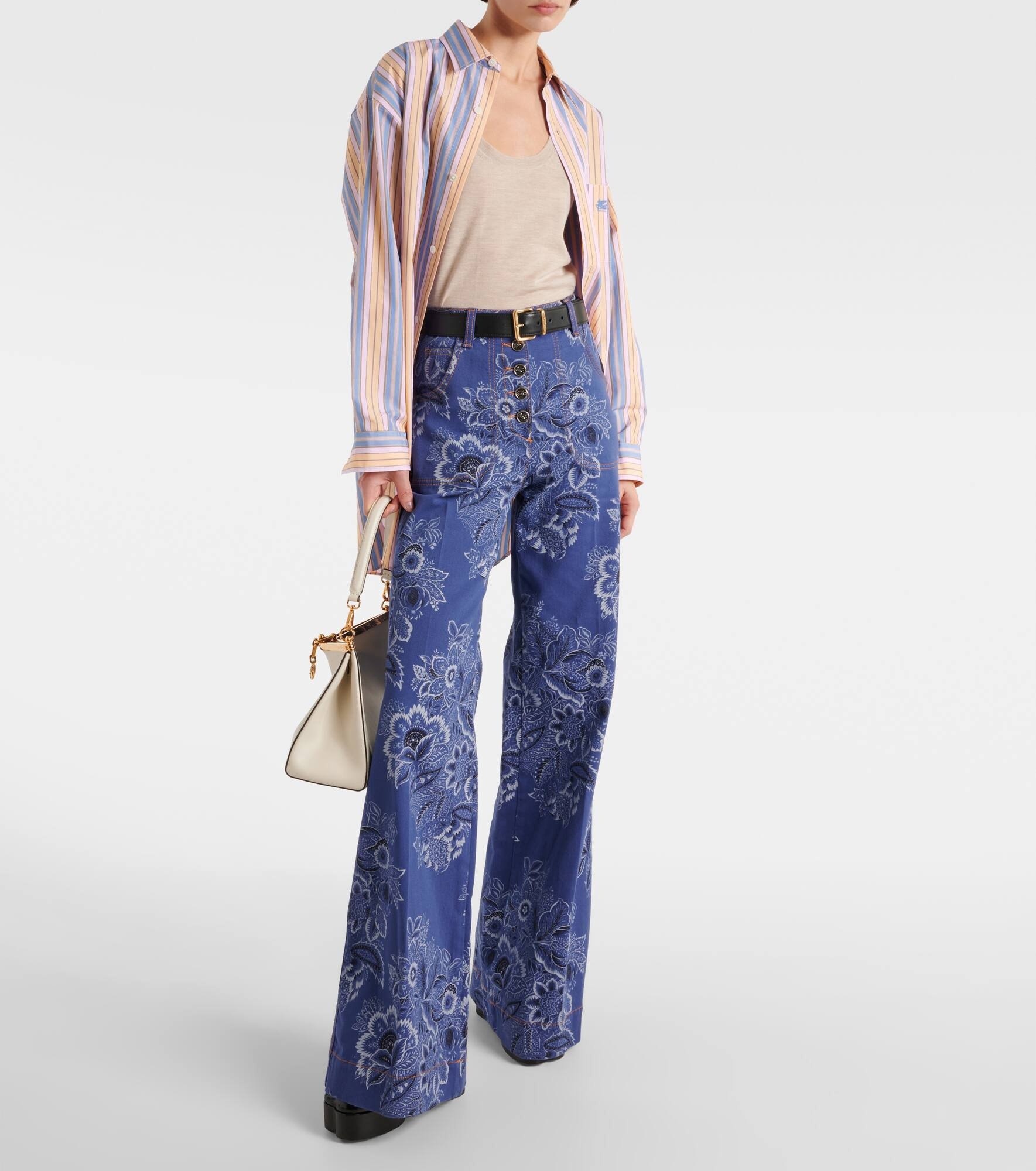 Floral high-rise flared jeans - 2
