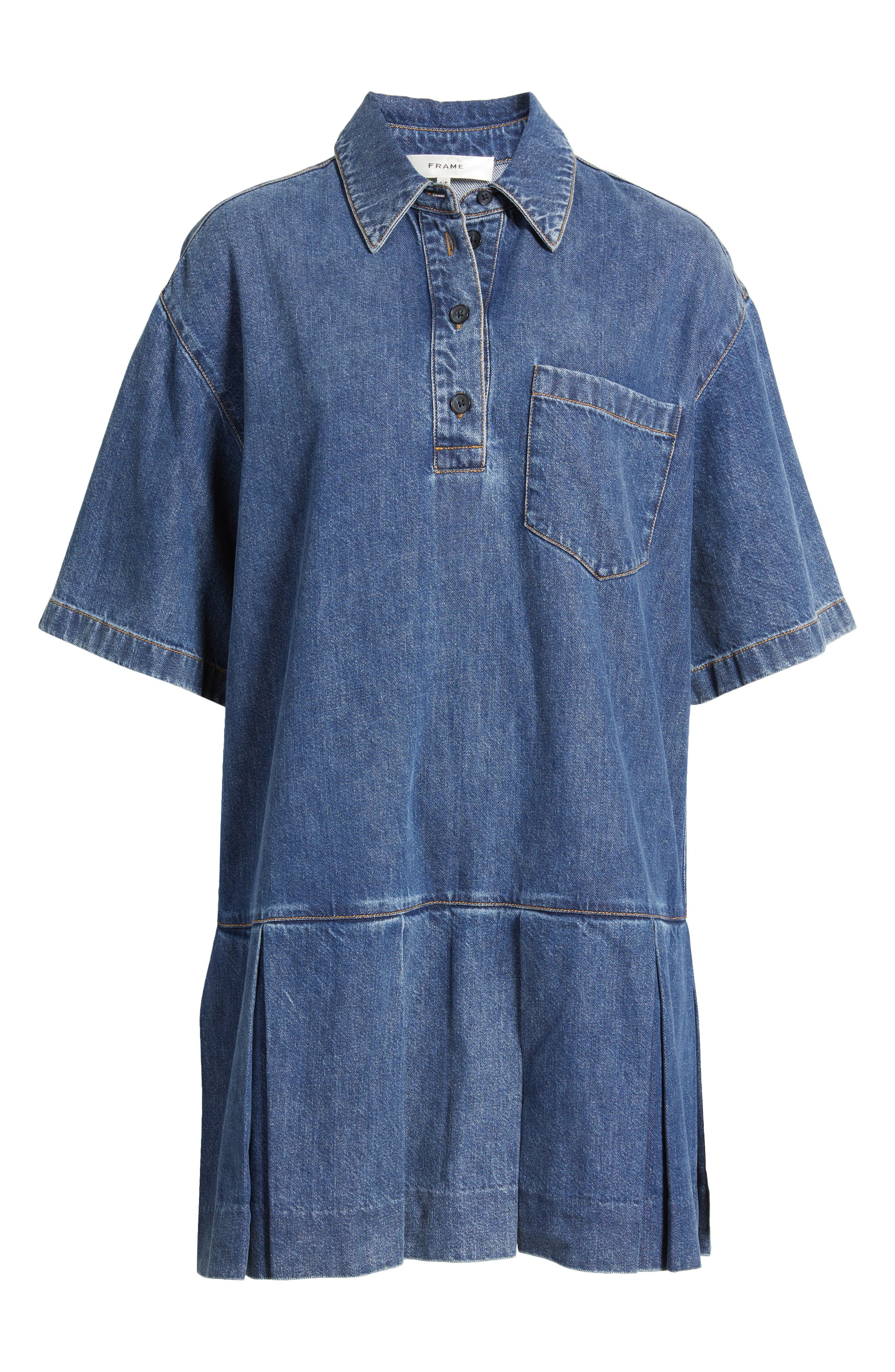 FRAME Tennis Cotton Blend Denim Minidress in Potion at Nordstrom - 5