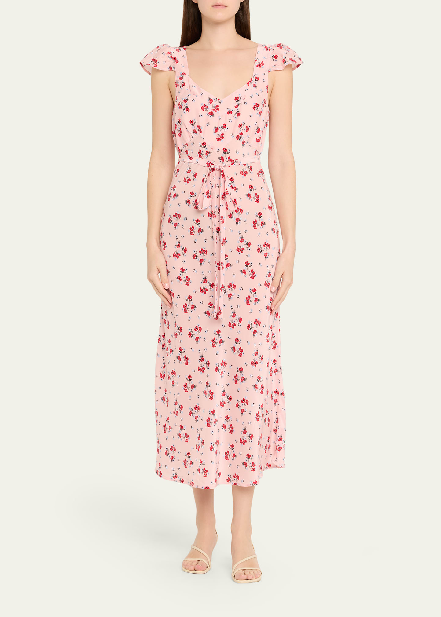 Aurora Floral Flutter-Sleeve Midi Dress - 2
