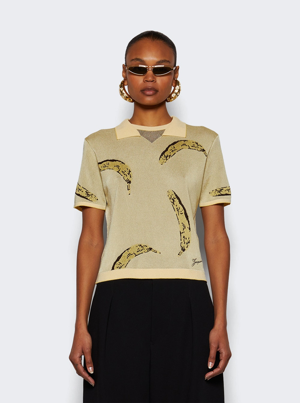 Marino Polo Shirt Banana Jacquard Yellow - 2