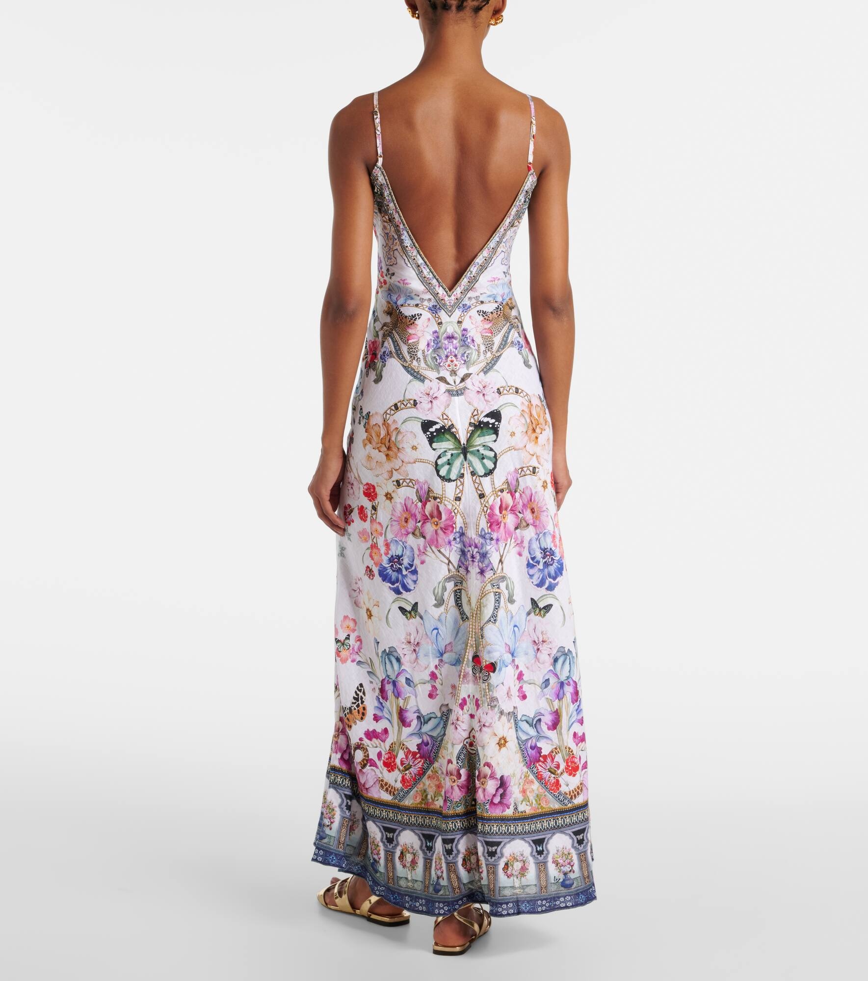 Crystal-embellished linen slip dress - 3