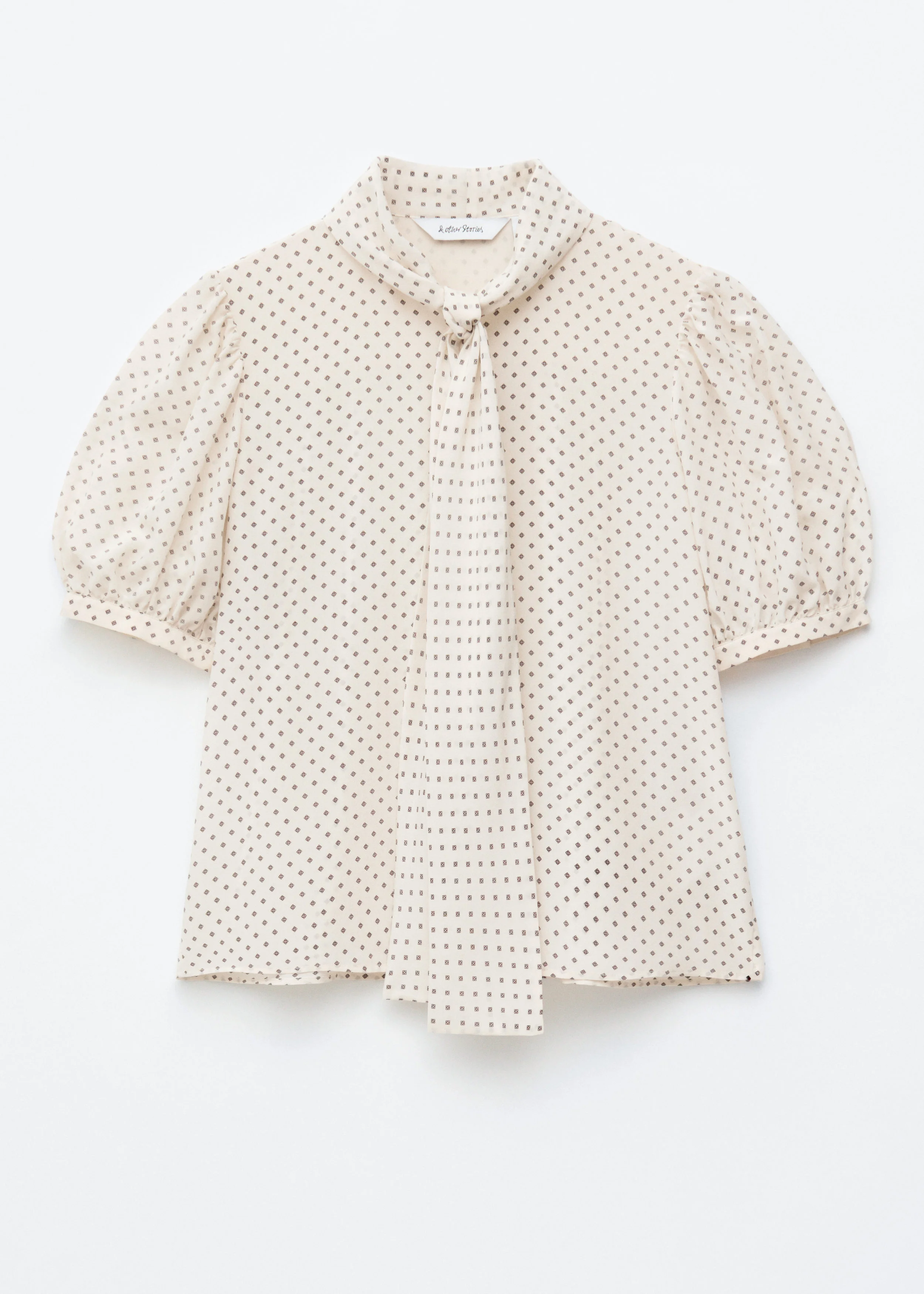 Printed Tie-Neck Silk Blouse - 1