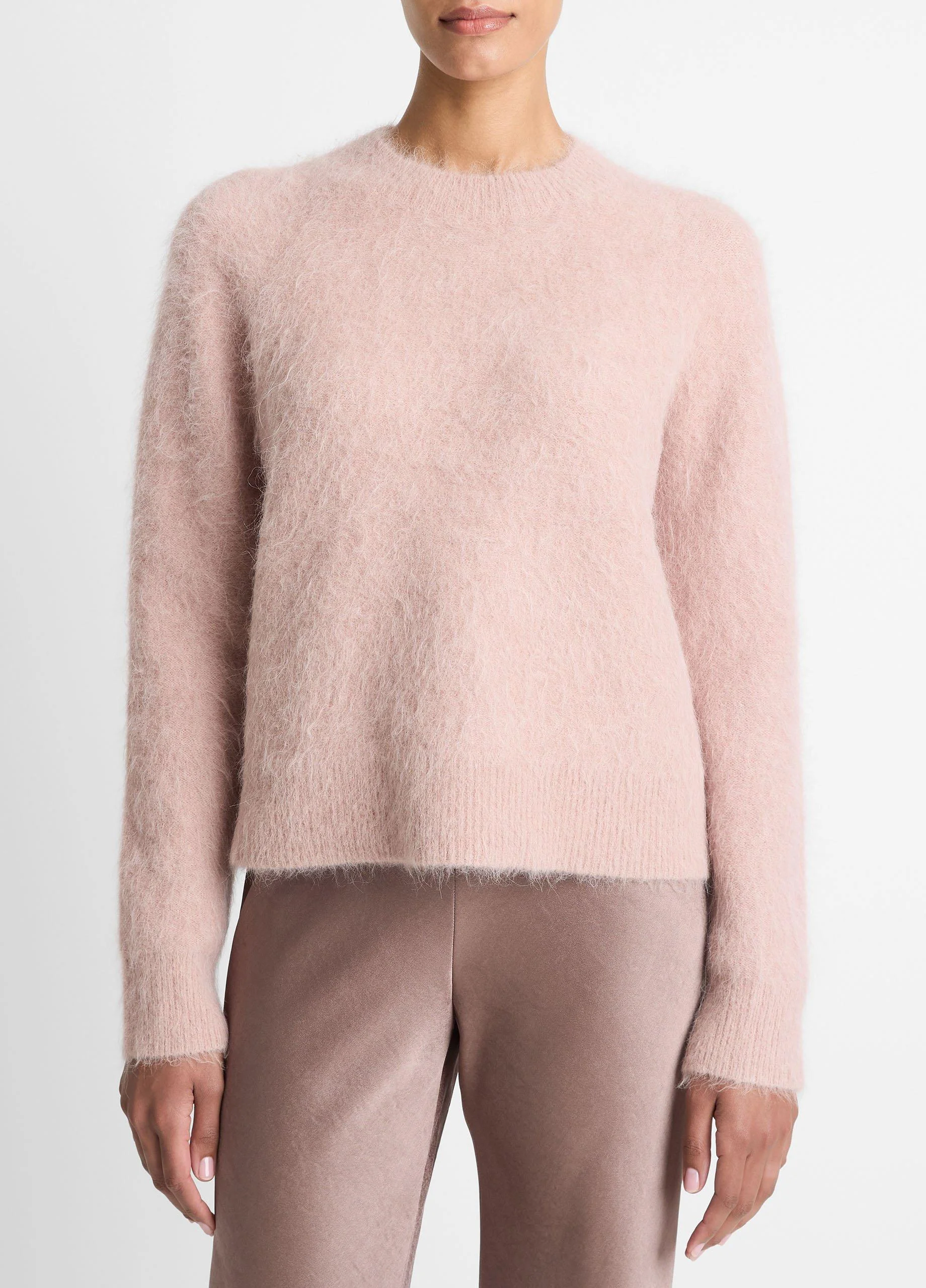 Brushed Alpaca-Blend Crew Neck Sweater - 1