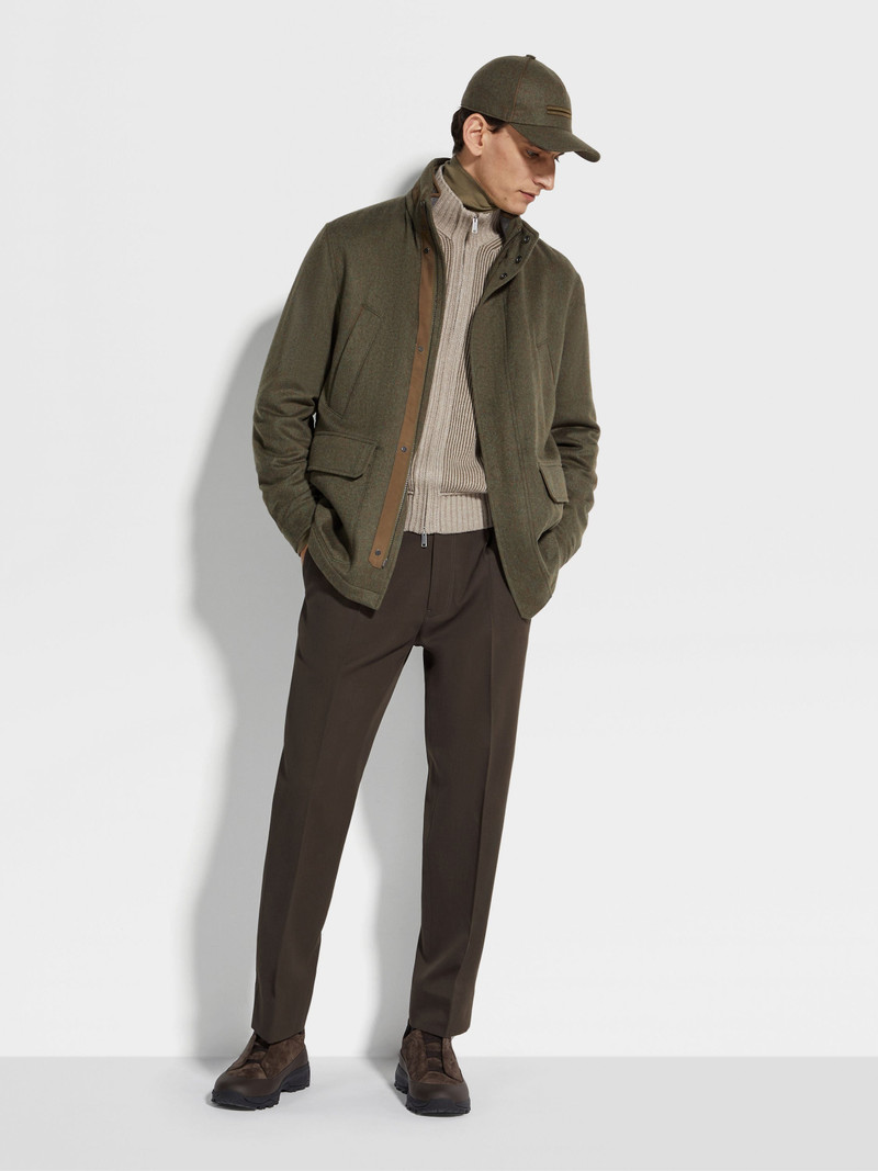 DARK BROWN COTTON AND WOOL PANTS 3