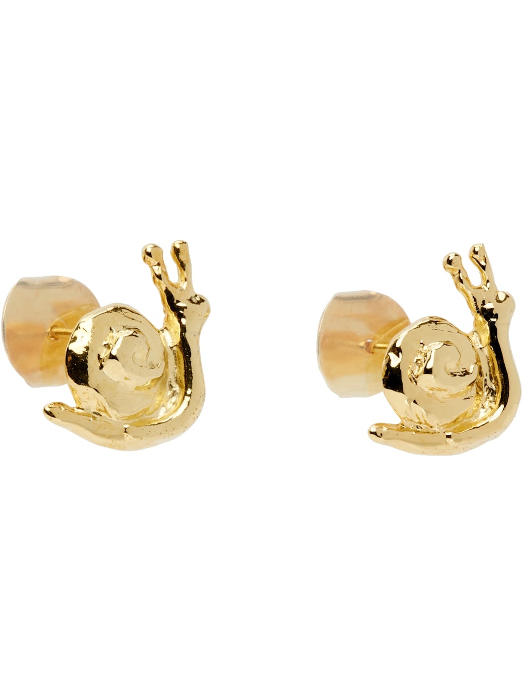 Gold Snail Stud Earrings - 2
