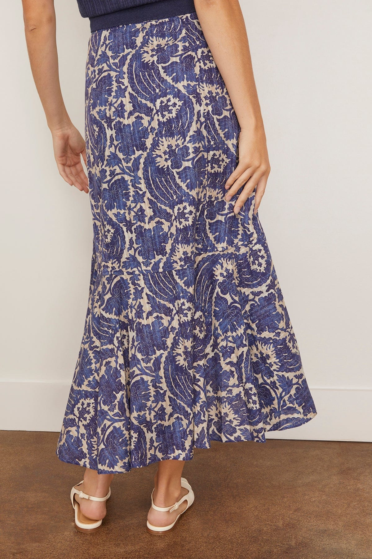 Sabina Faux Wrap Skirt in Ocean - 4