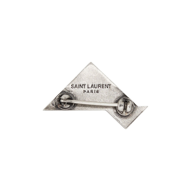 SAINT LAURENT Saint Laurent Geometric Brooch 'Oxidized Silver' outlook