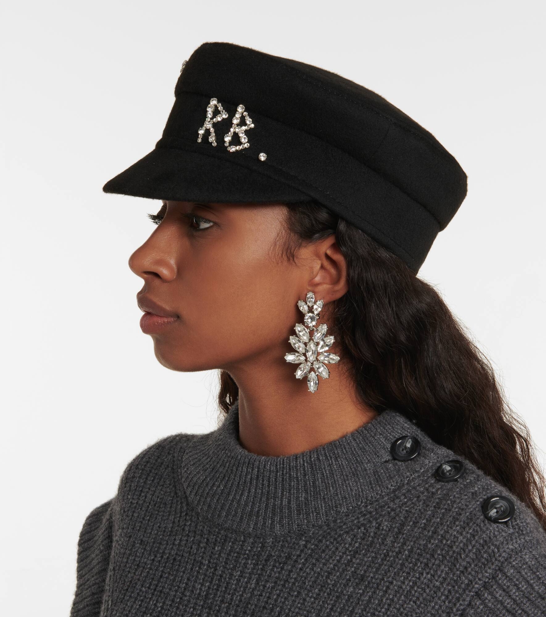Embellished wool baker boy cap - 3