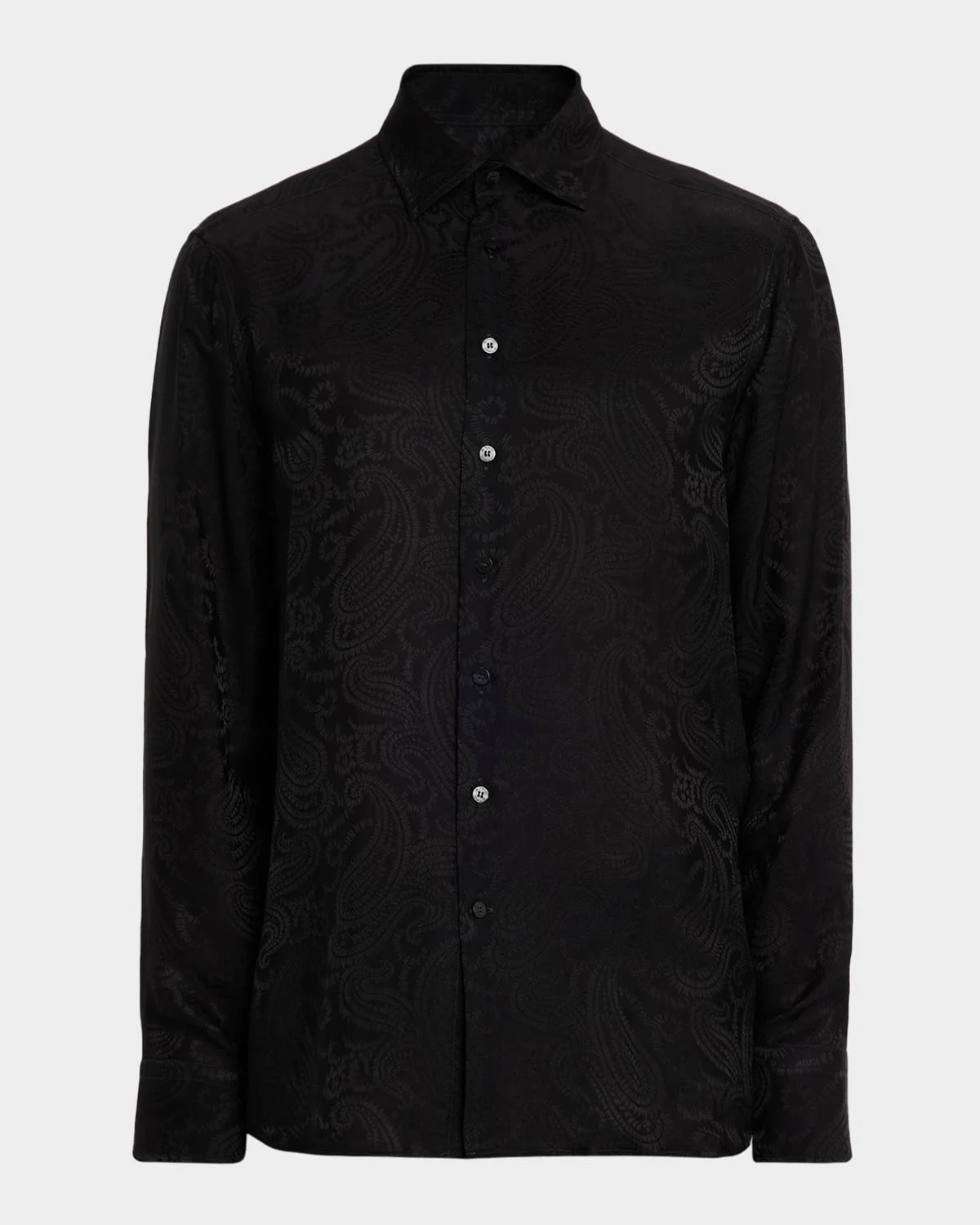 Men's Tonal Paisley Viscose and Silk Sport Shirt - 1