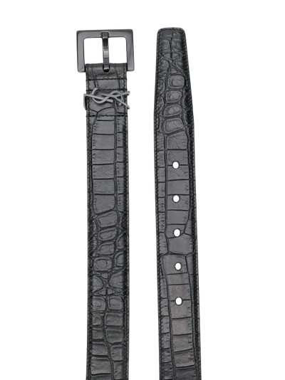 SAINT LAURENT crocodile effect logo plaque belt outlook