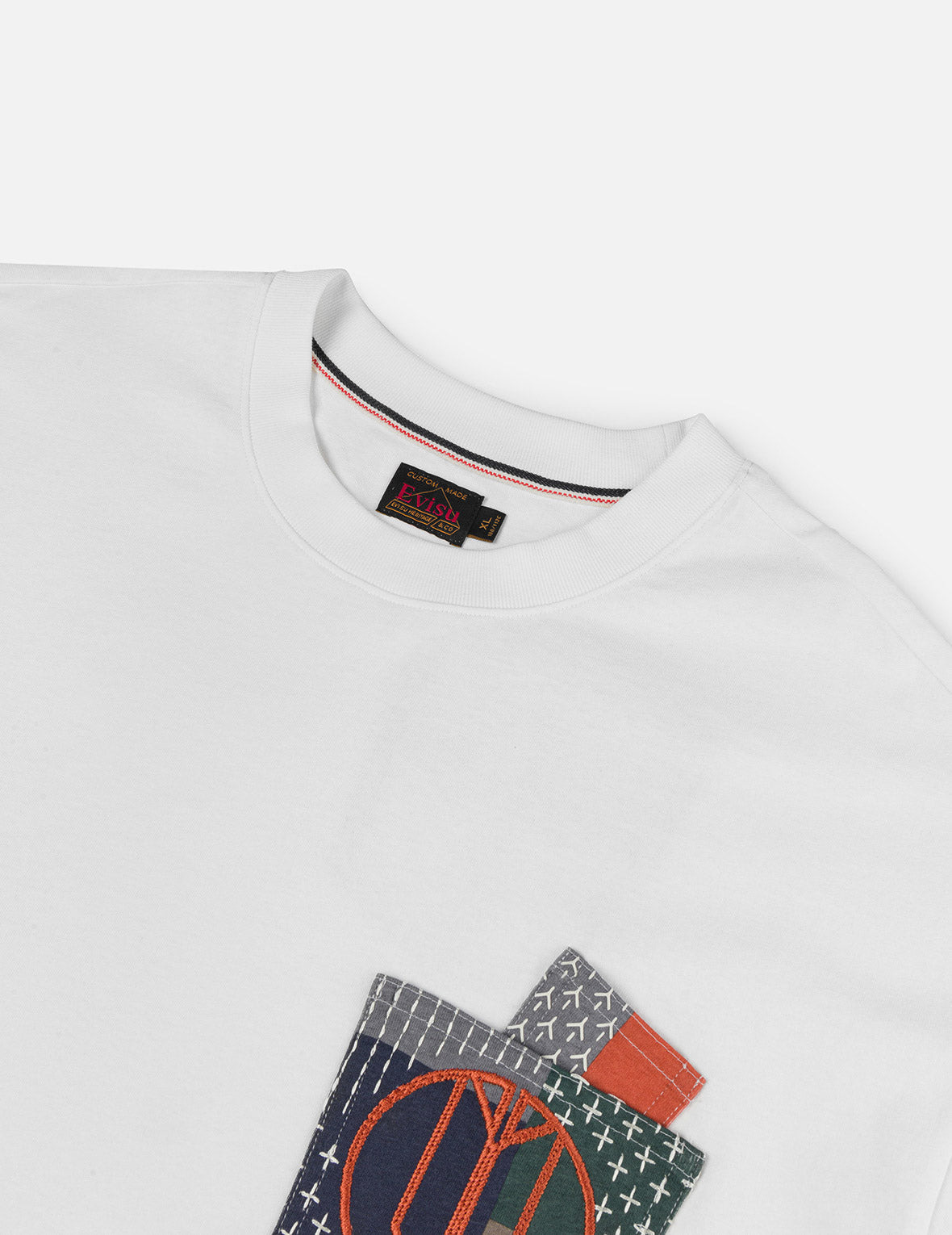 Multi-pocket Color Blocking Sashiko Loose Fit T-shirt - 11