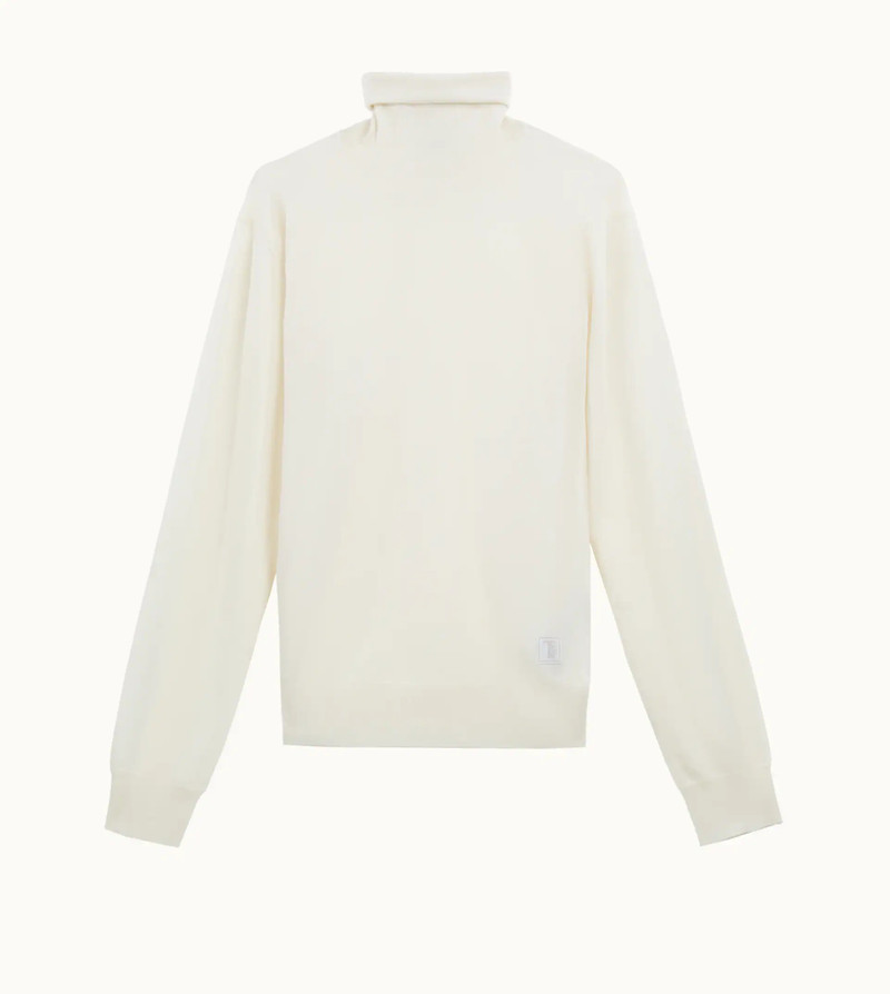 HIGH NECK JUMPER IN CASHMERE - WHITE 1