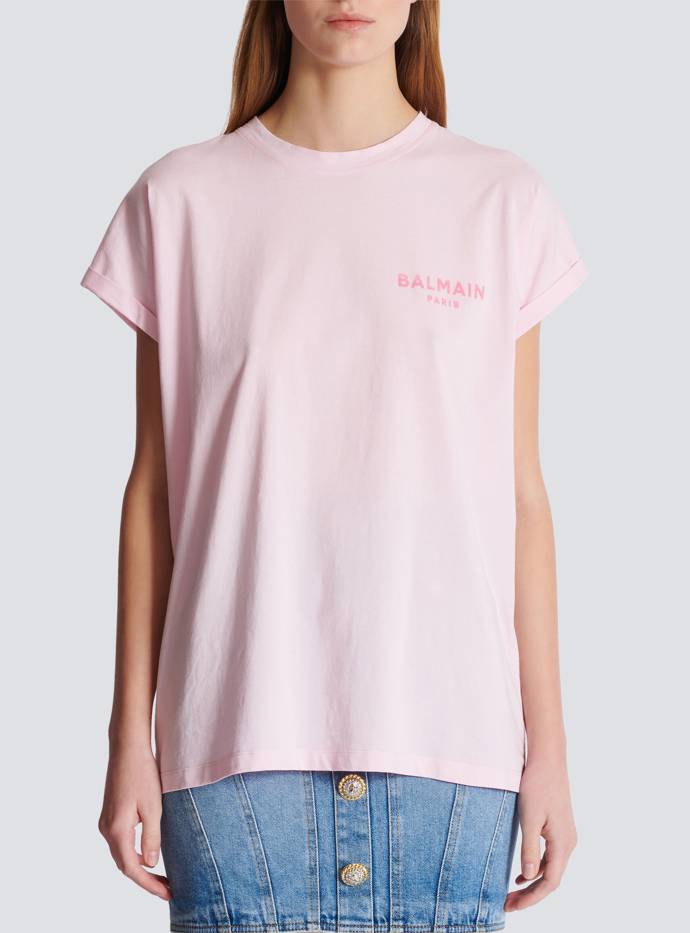 T-shirt with flocked Balmain Paris logo - 5