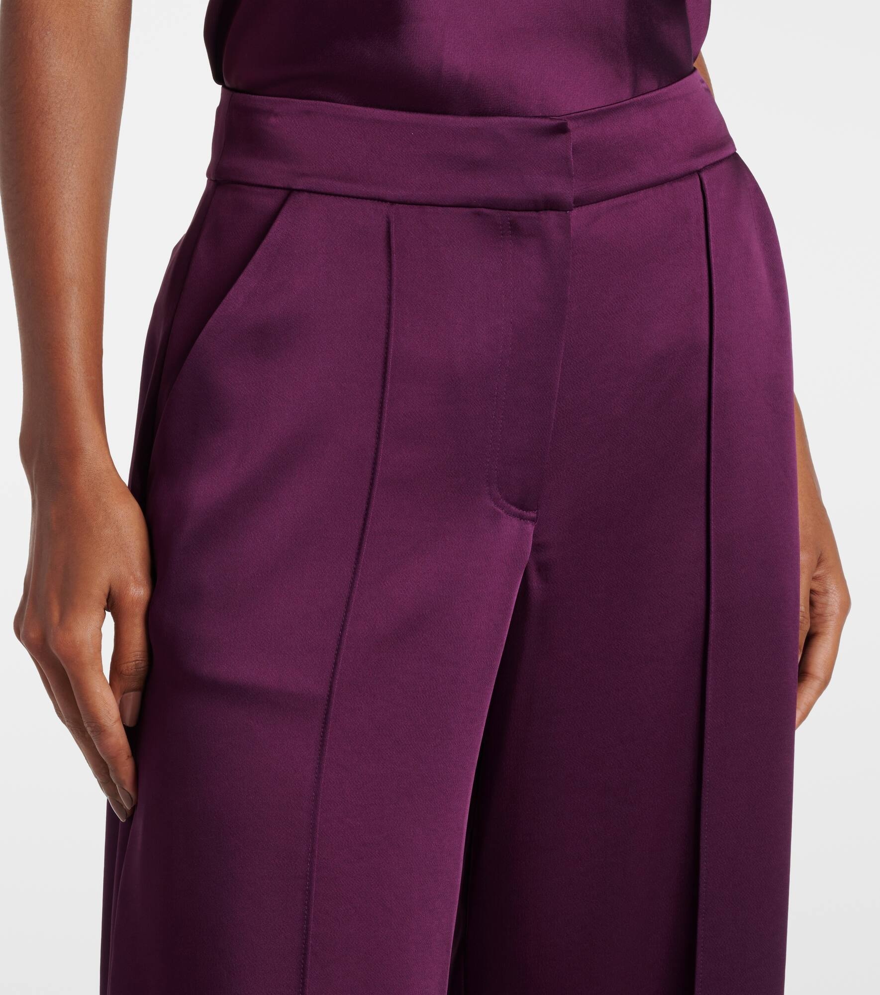 Kira satin wide-leg pants - 4