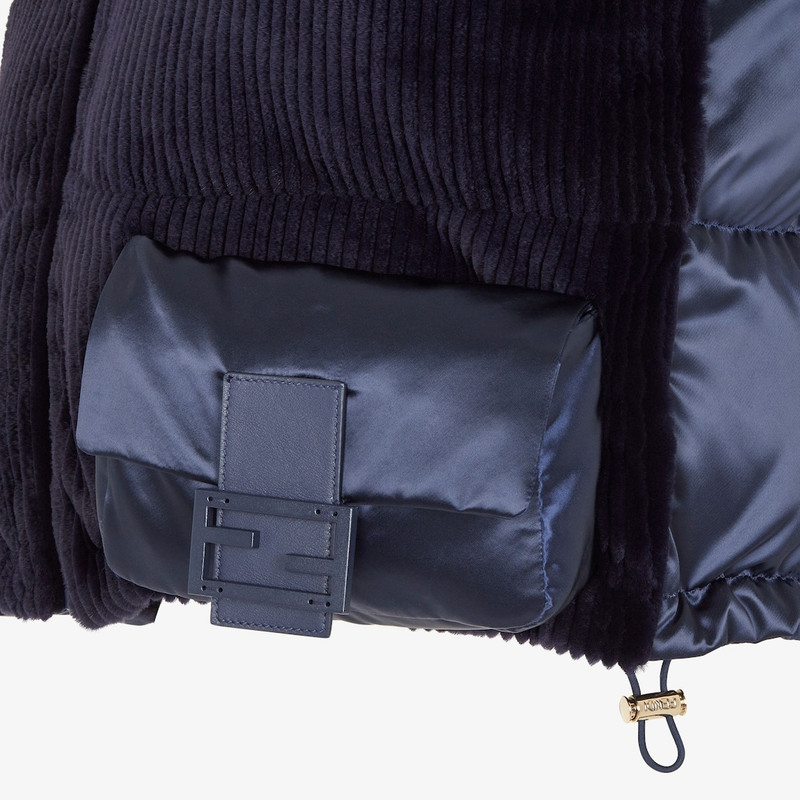 Blue nylon and mink vest 3