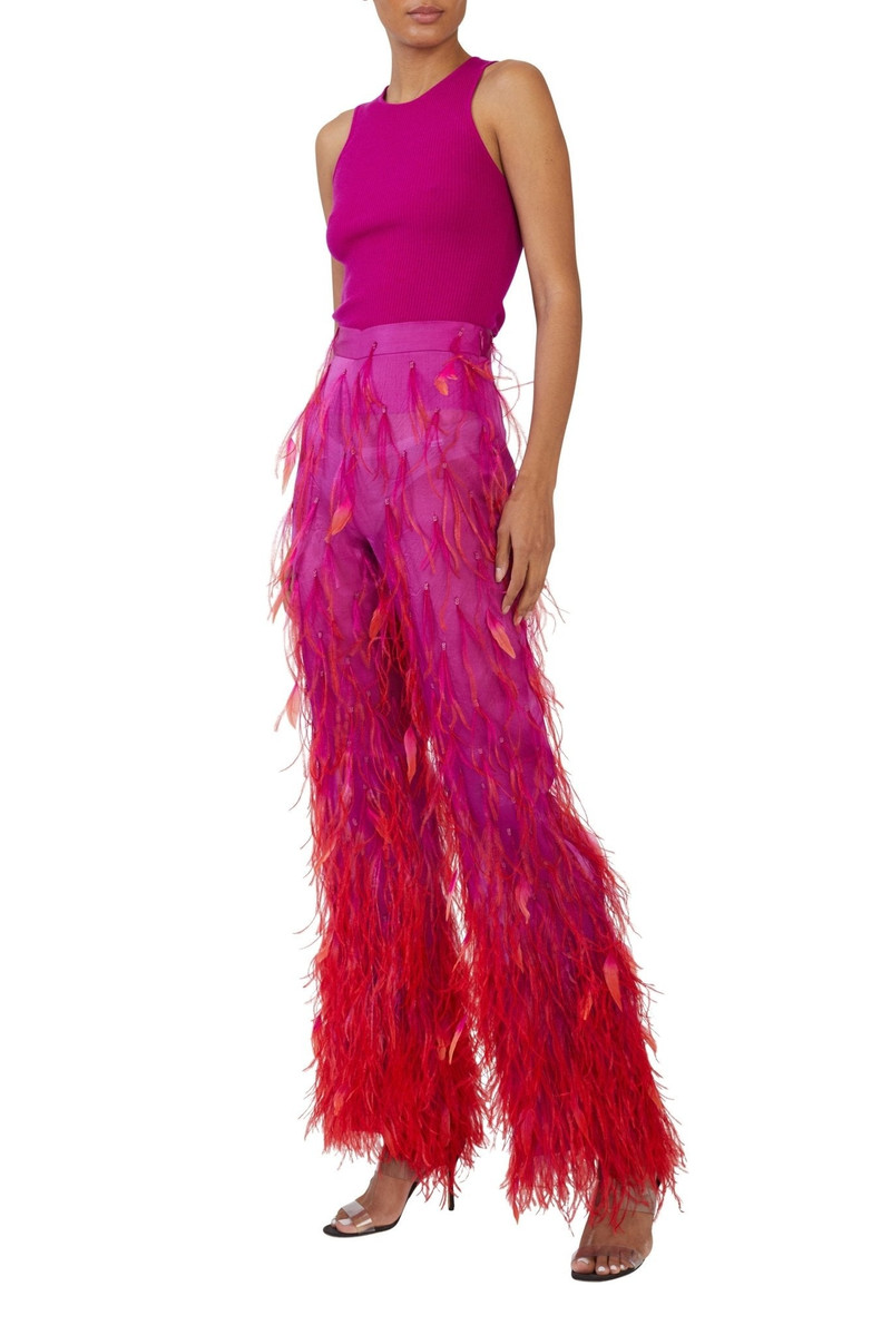 LAPOINTE Organza Ombre Feather Embroidery Trouser outlook