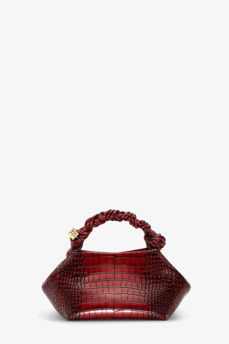 GANNI BURGUNDY CROCO SMALL GANNI BOU BAG outlook