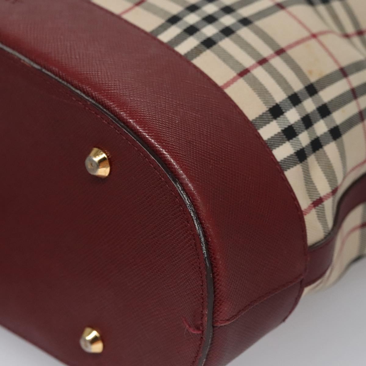 Burberry Nova Check Tote Bag Canvas Leather Beige Red Gold - 12