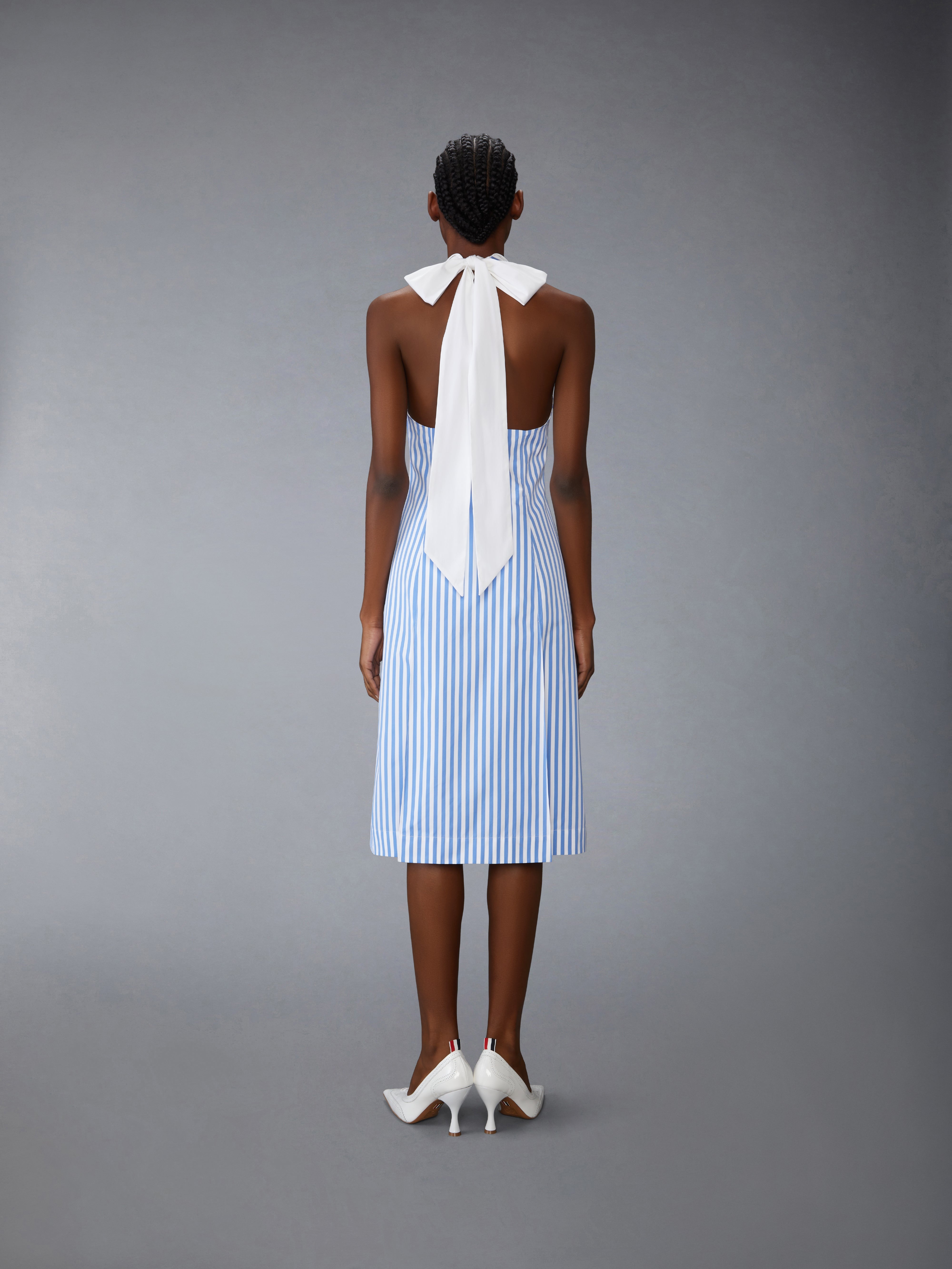 AWNING STRIPED POPLIN POLO HALTER DRESS - 4