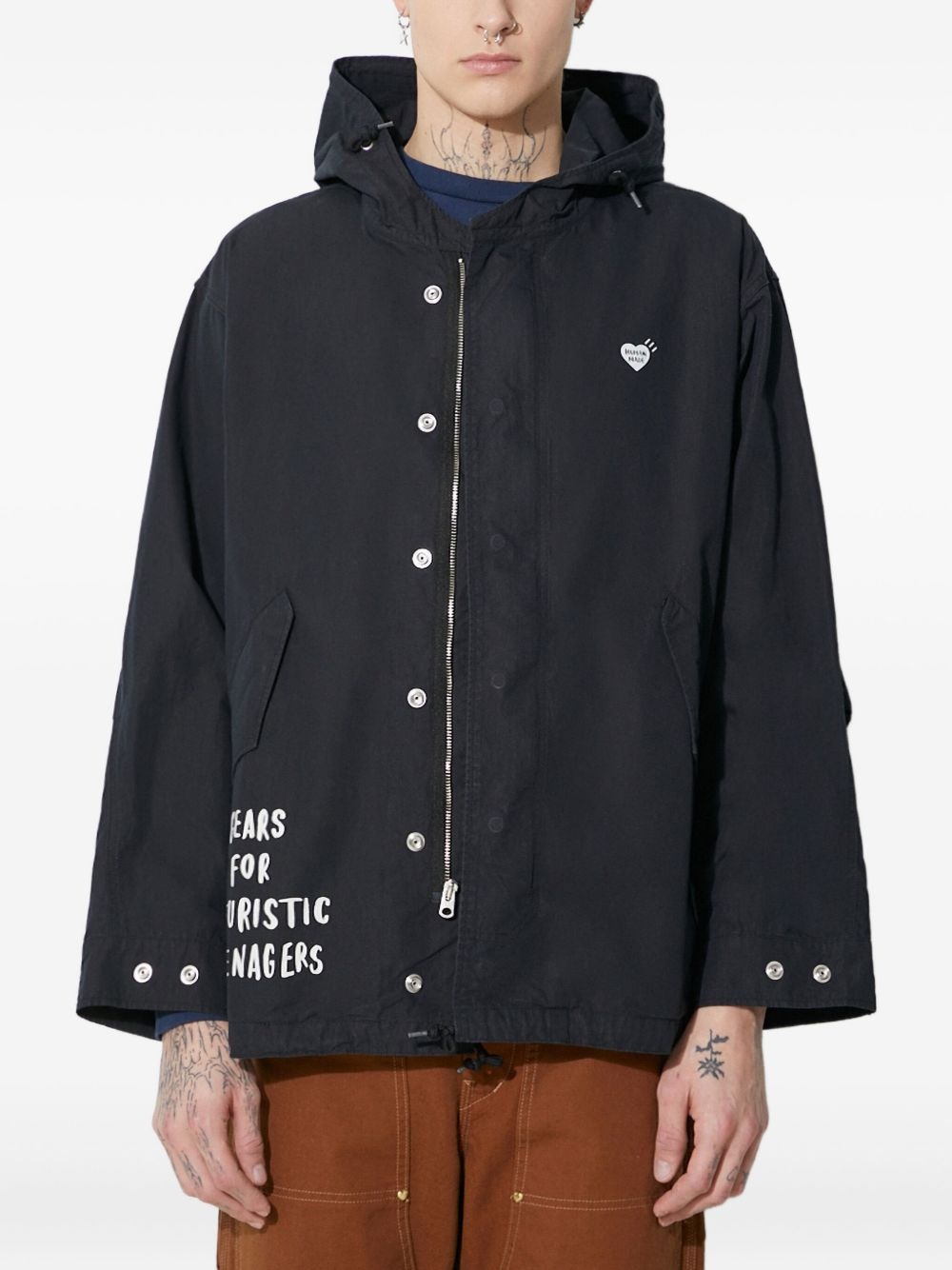 logo-print hooded jacket - 2