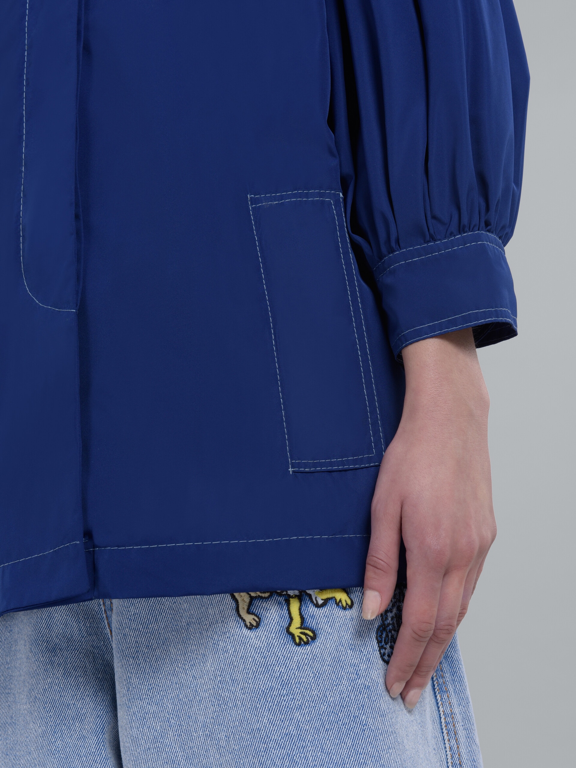 BLUE TAFFETA MICRO-FAILLE JACKET - 5