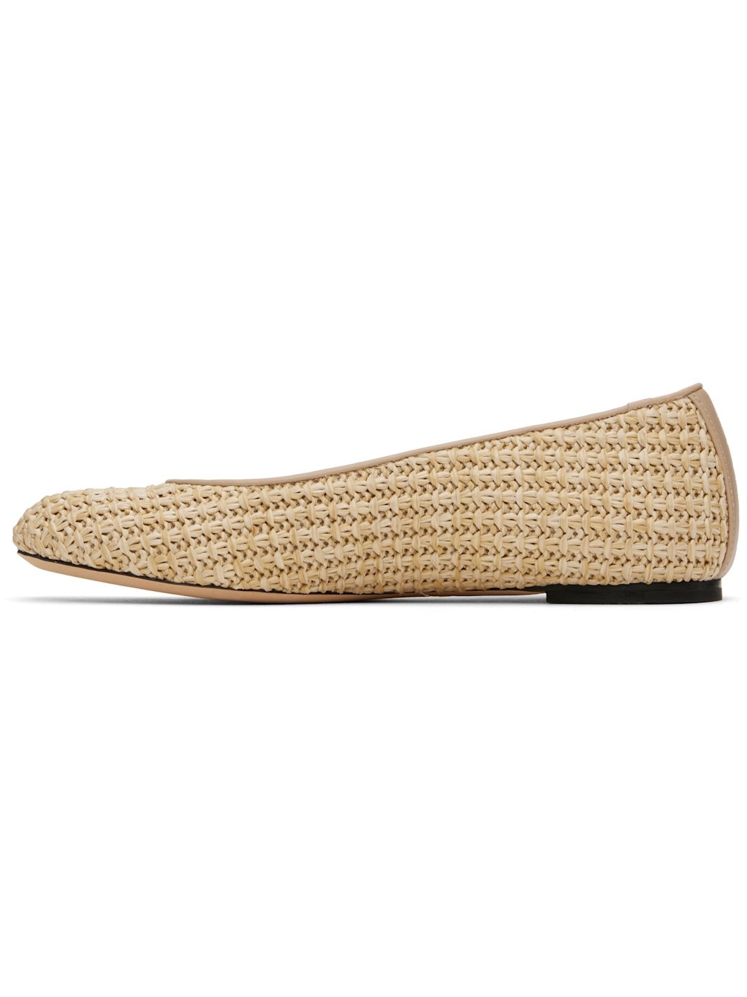 Beige Raffia Ballerina Flats - 3
