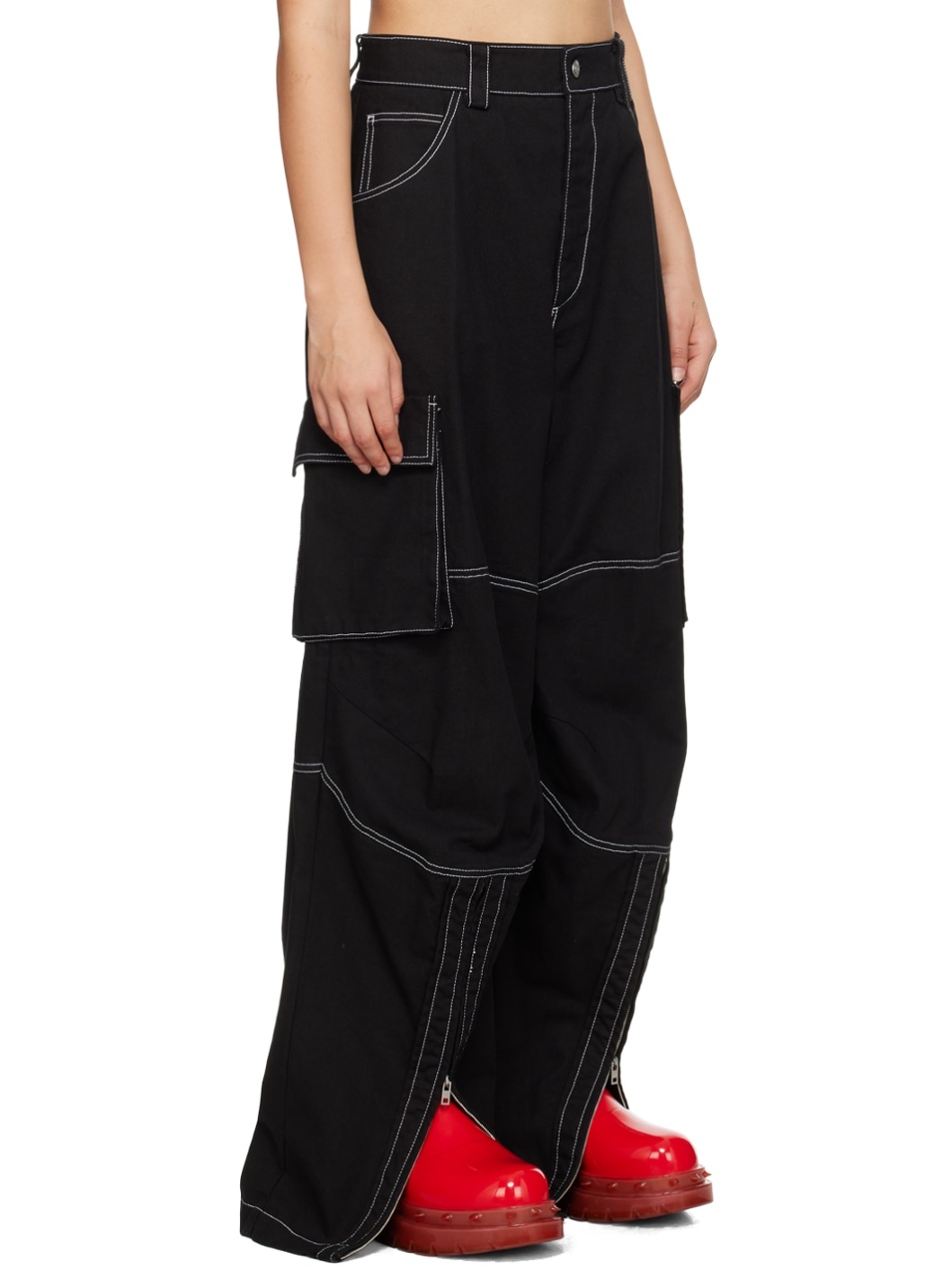 Black Topstitching Jeans - 2