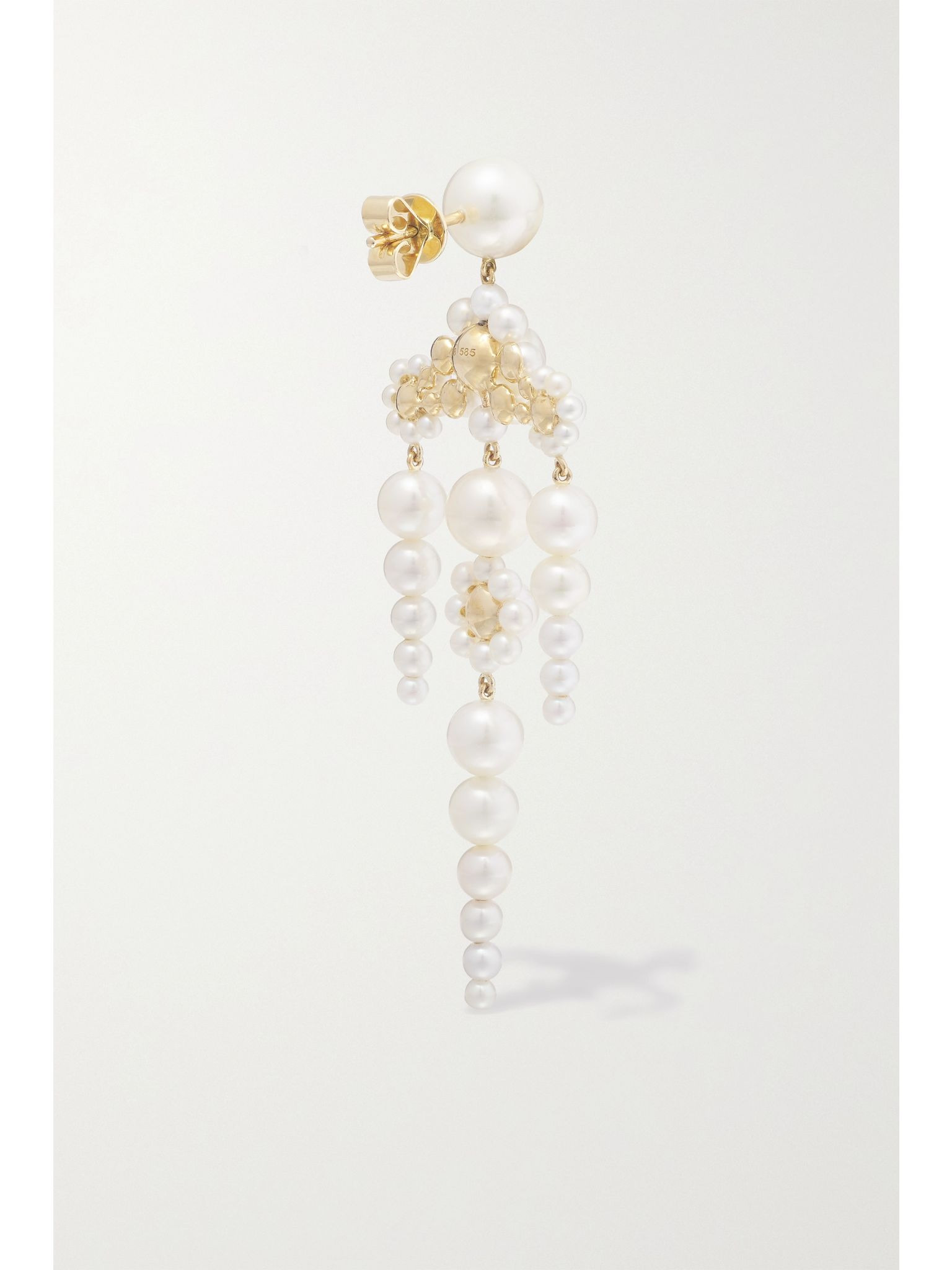 Fontaine de Mariage 14-karat gold pearl single earring Ivory - 3