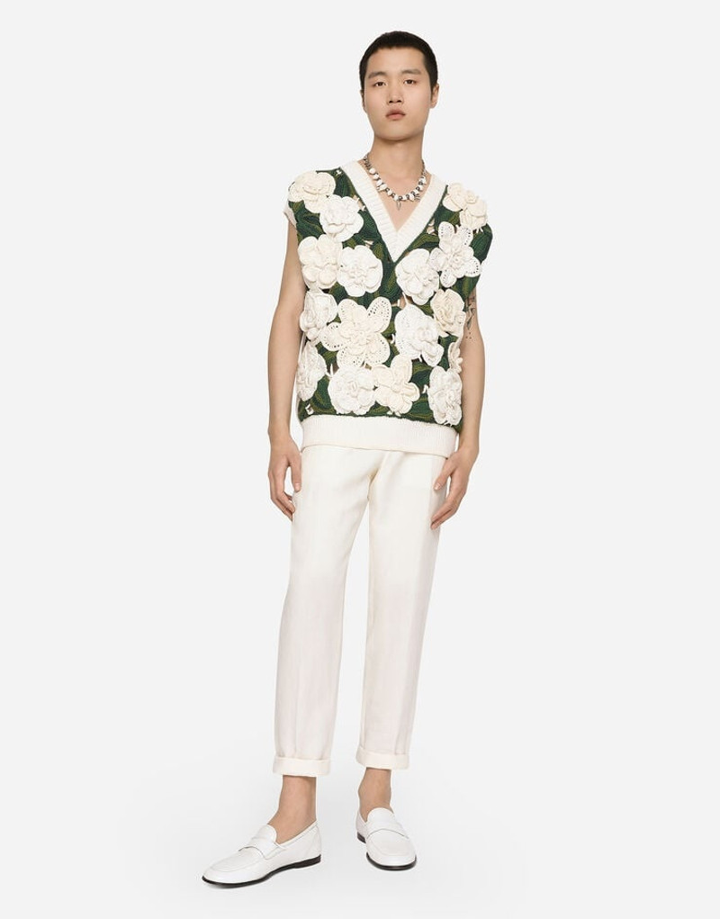 Dolce & Gabbana Sleeveless cotton sweater with floral appliqués outlook