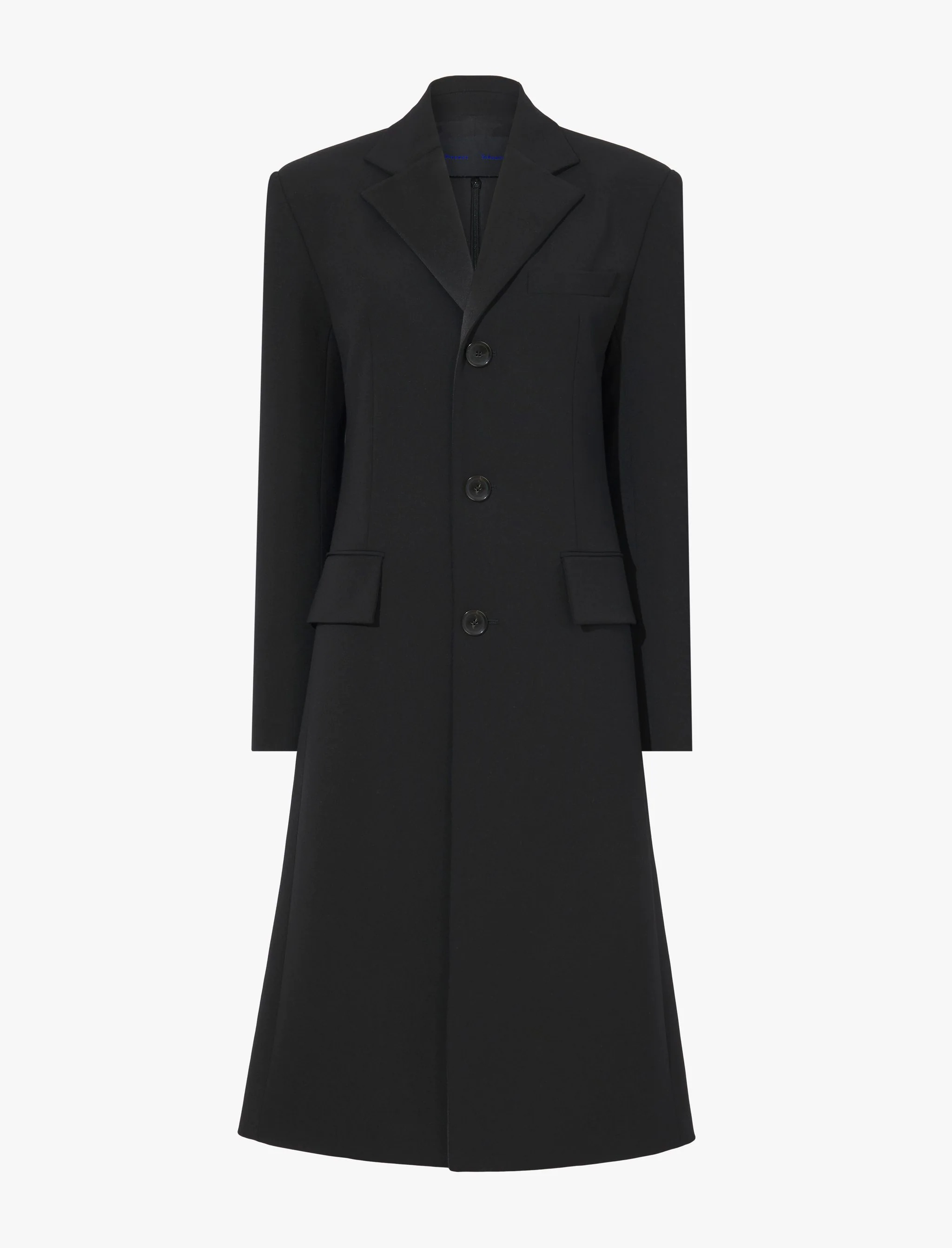 Satin Lapel Lightweight Wool Coat - 1