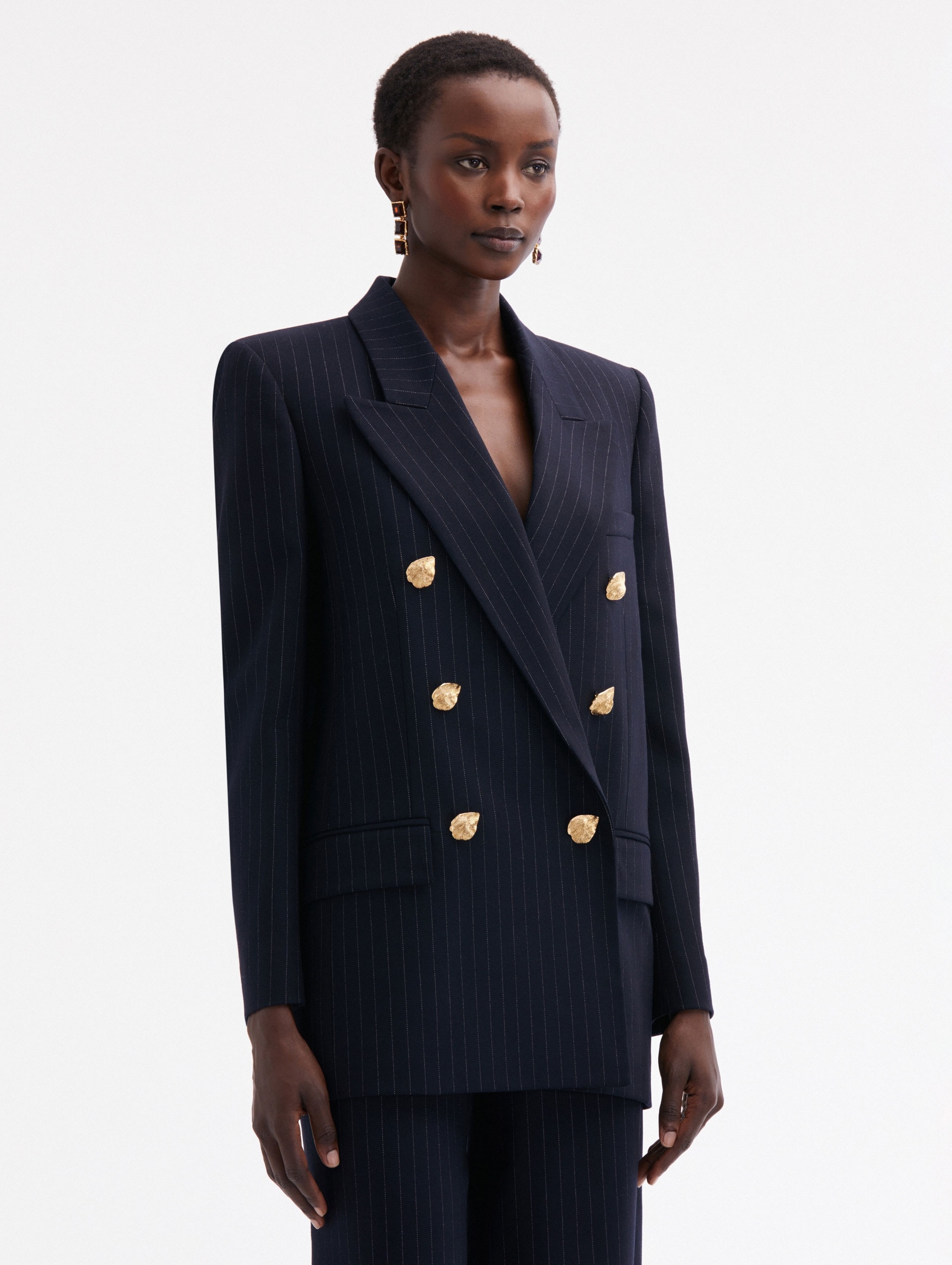 PINSTRIPED DOUBLE-BREASTED JACKET - 4