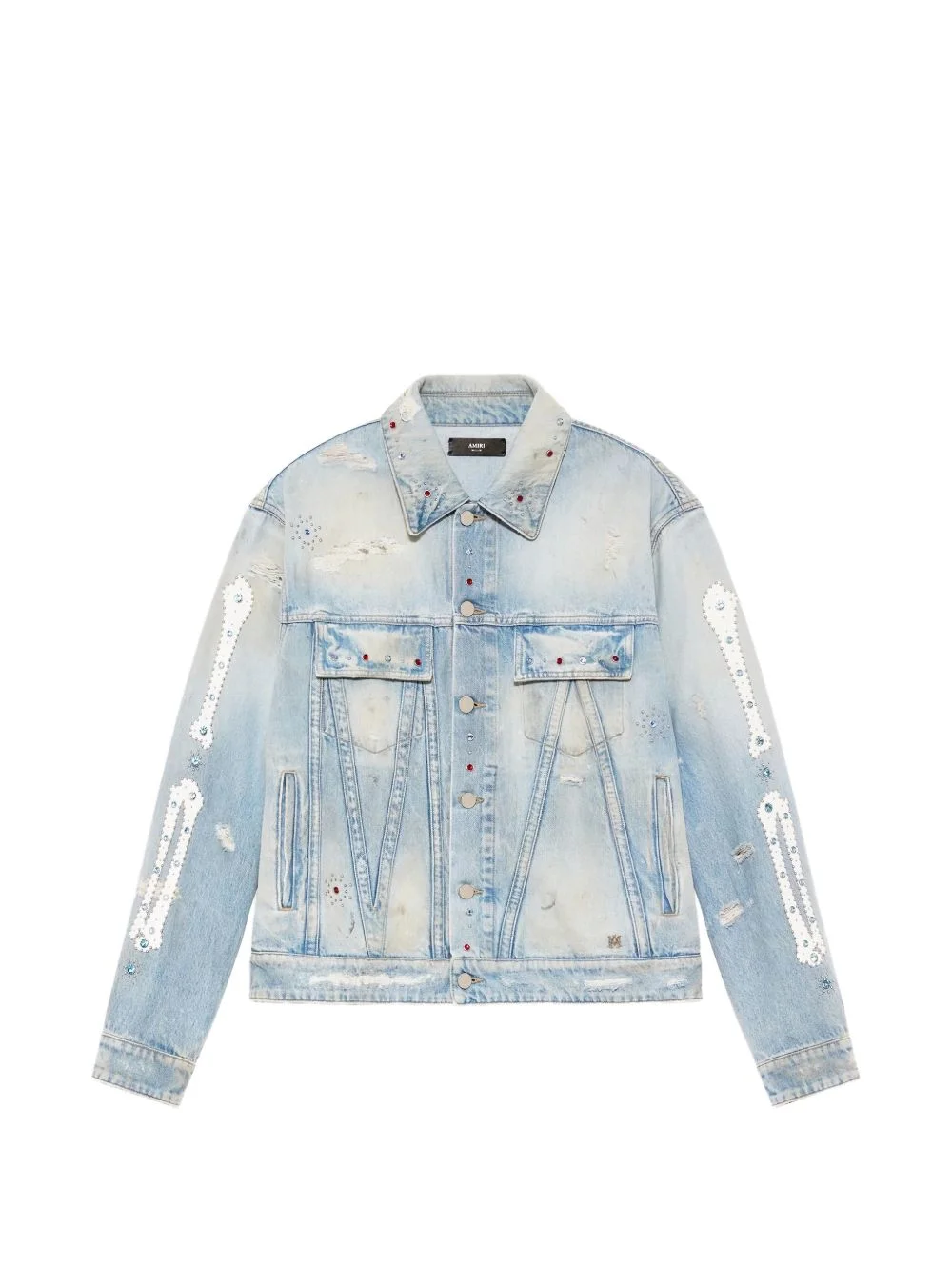 distressed-effect embellished jacket - 1