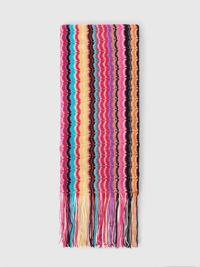 Wool and viscose scarf with fringes 1