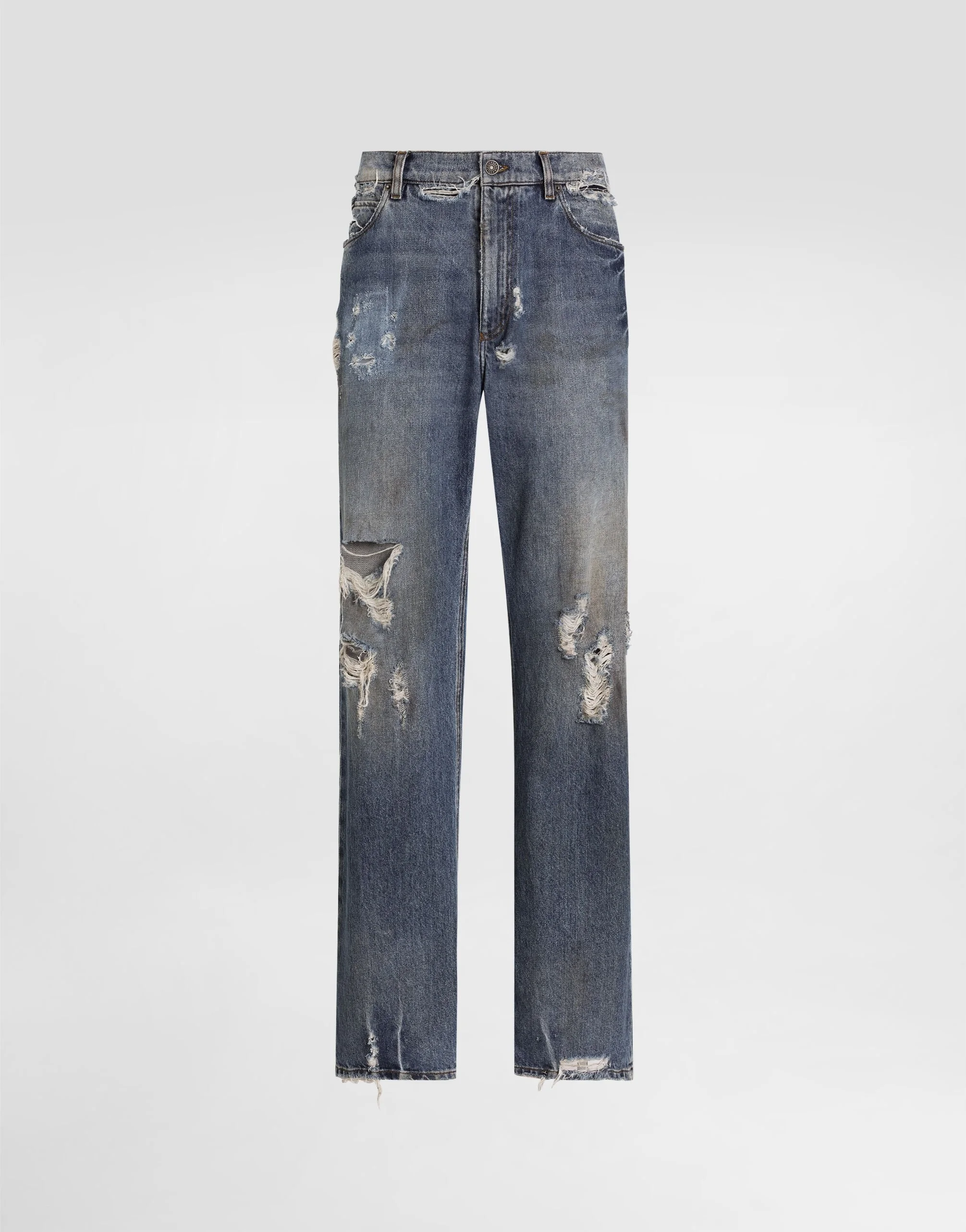 Oversize cotton jeans with tag - 1