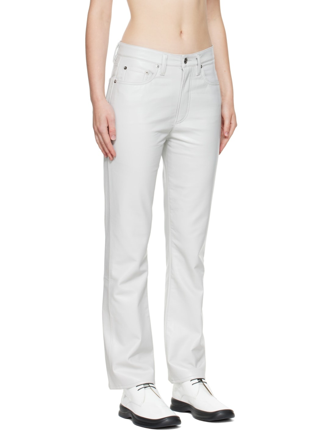 Gray Relaxed Leather Pants - 2