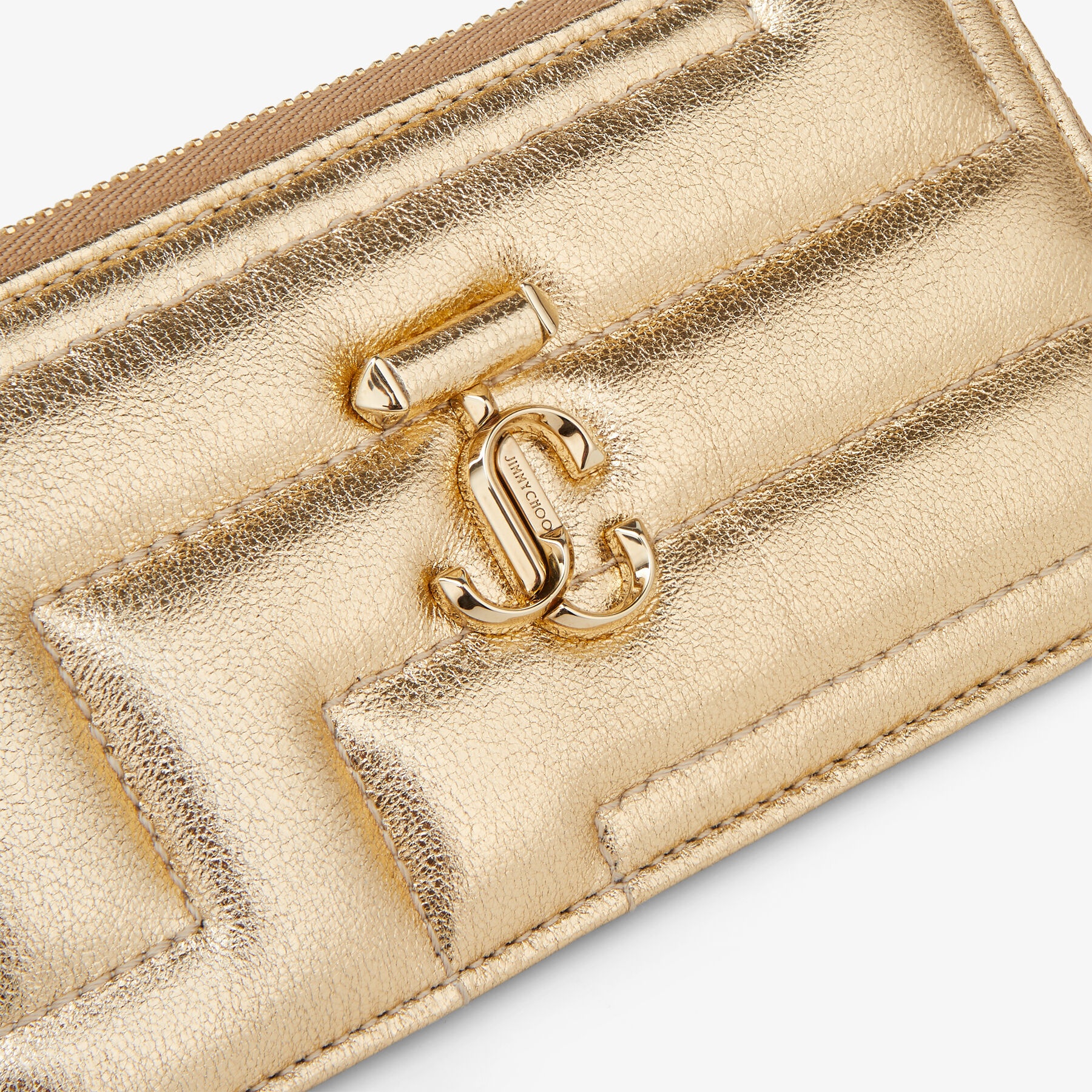 Lise-z
Gold Quilted Metallic Nappa Leather Card Holder with JC Emblem - 4