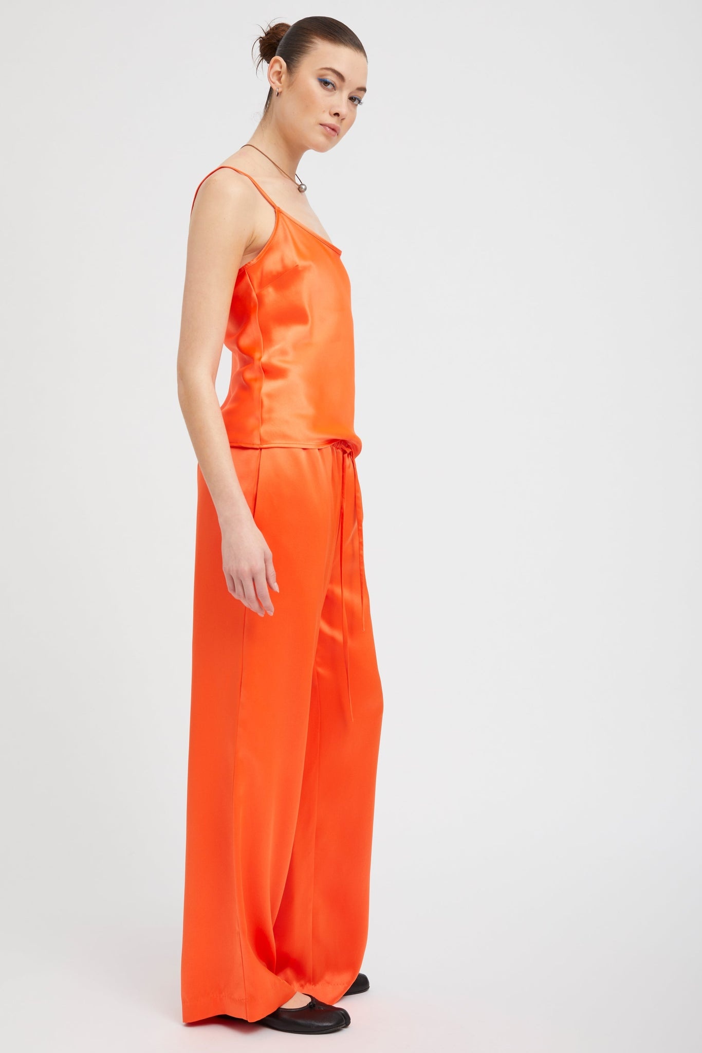 ORANGE SILK SPAGHETTI STRAP CAMI - 4
