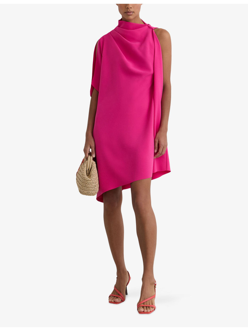 REISS Ellery One-Shoulder Draped Woven Mini Dress outlook