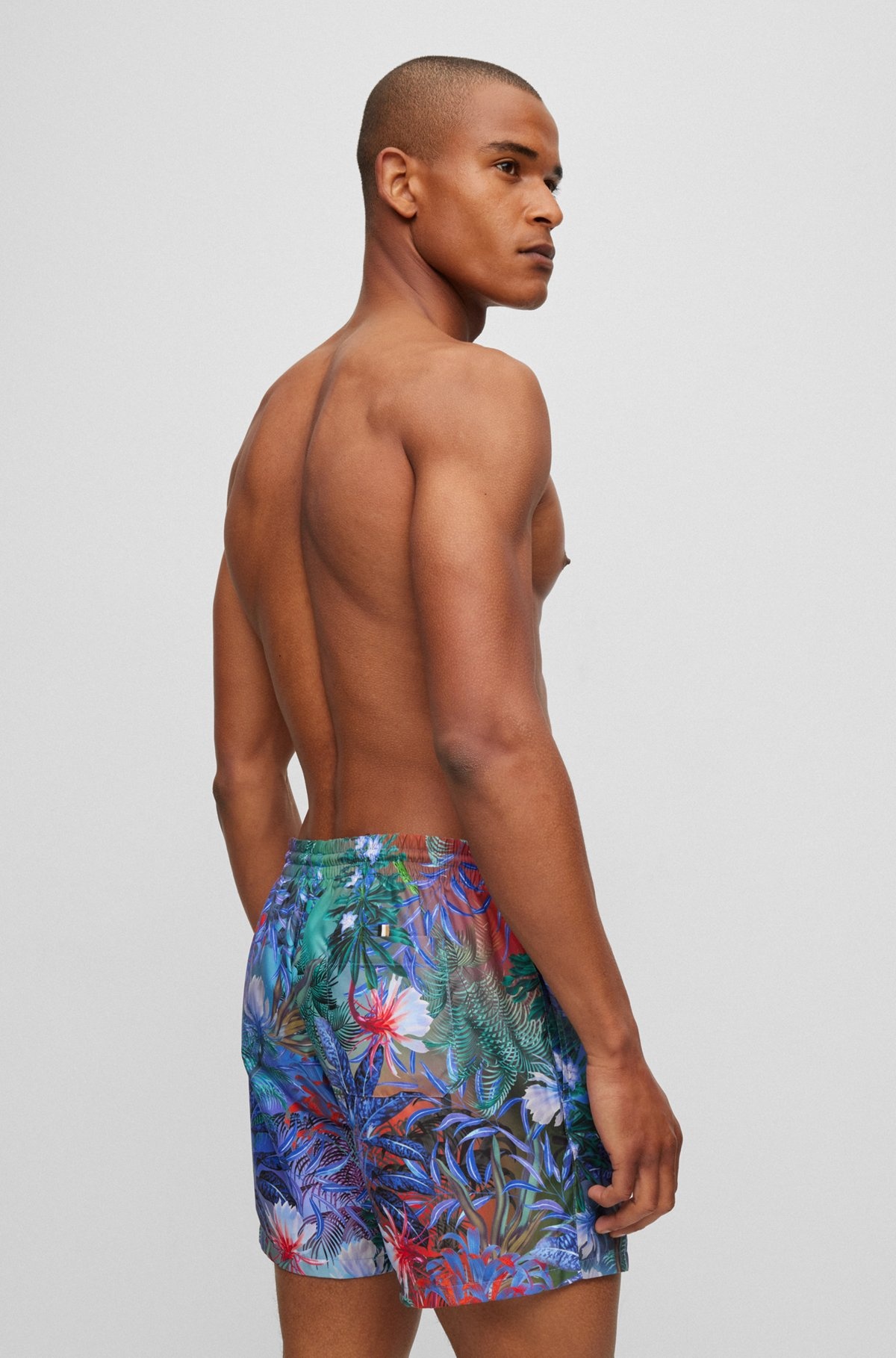 FLORAL-PRINT SWIM SHORTS WITH LOGO DETAIL - 4