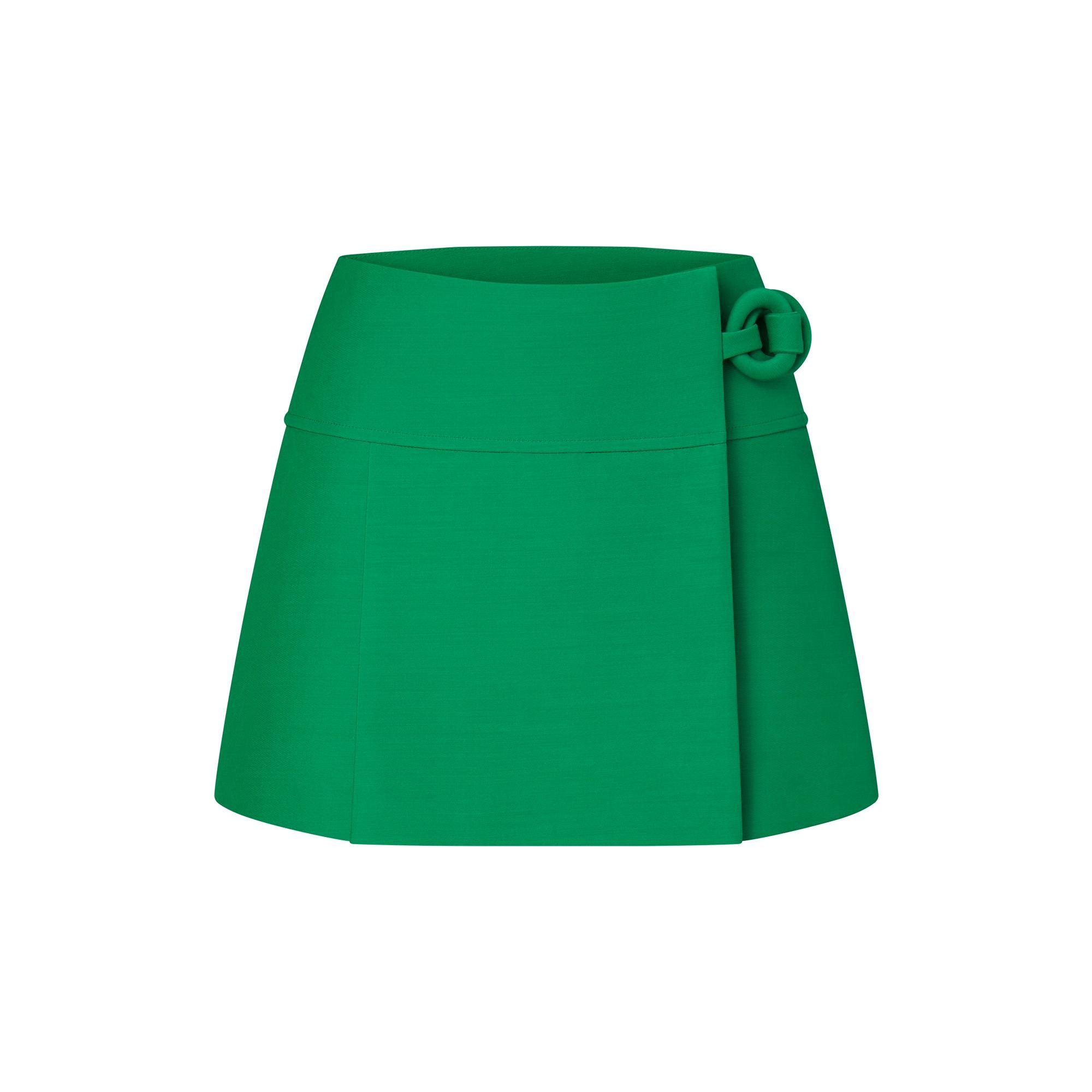 Wool Silk Double Ring Mini Wrap Skirt - 1