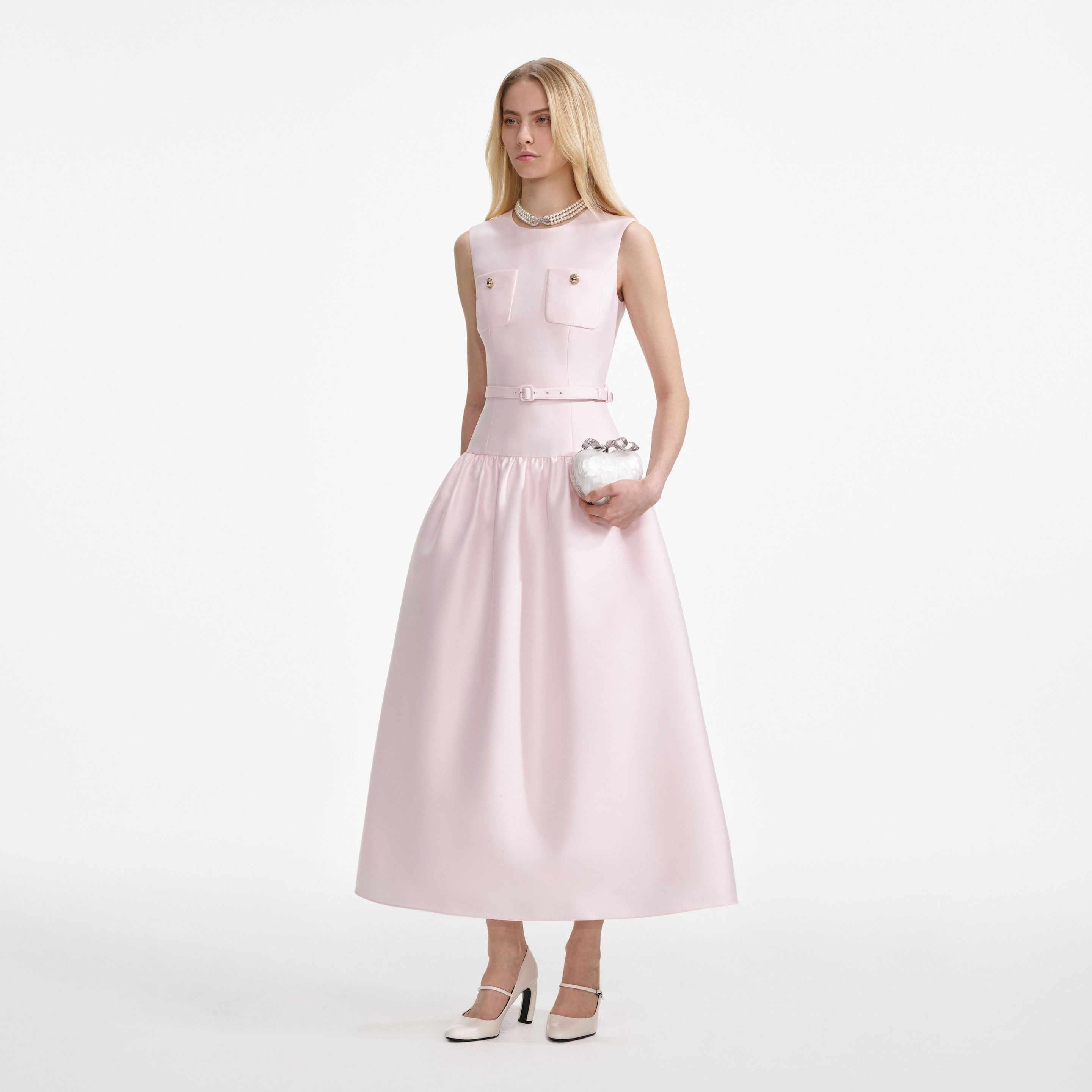 Pink Taffeta Midi Dress - 2
