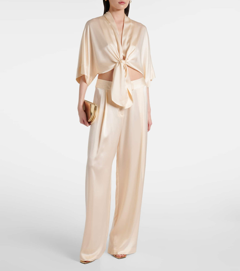 THE SEI Cropped silk satin wrap blouse outlook