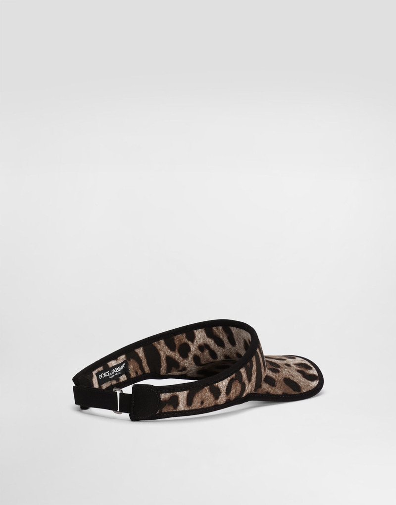 Dolce & Gabbana Leopard-print cotton visor with logo outlook