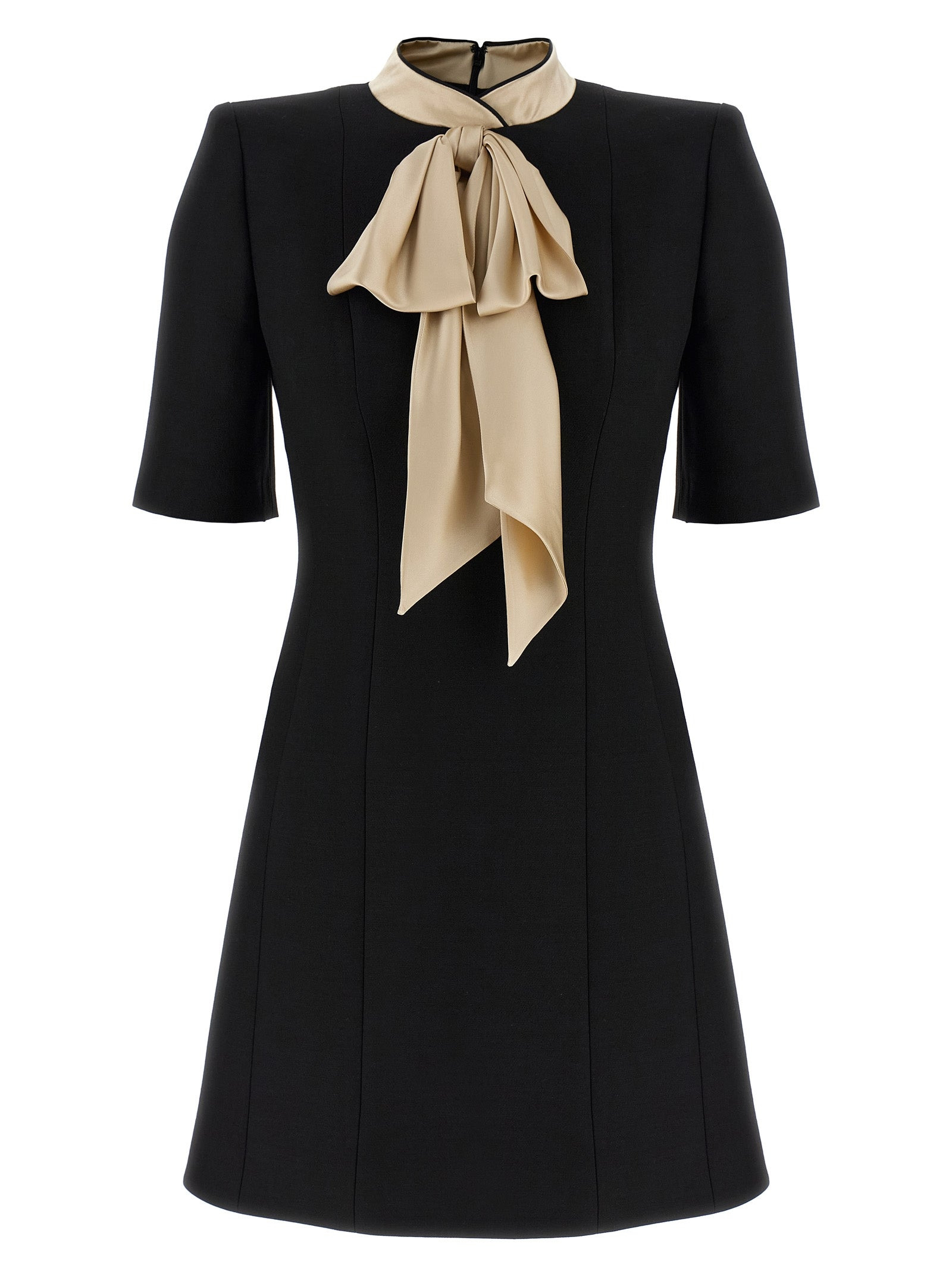 Valentino Garavani Wool And Silk Dress Dresses Black - 1
