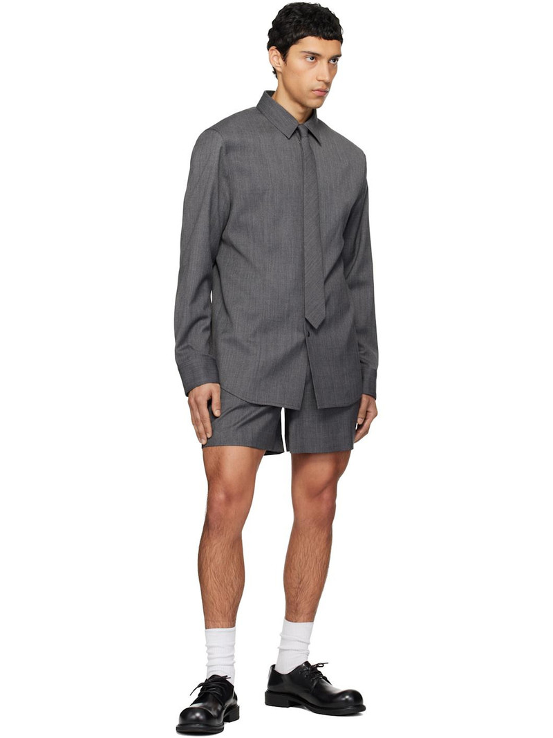 We11done Gray Wool Tie Shirt outlook