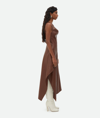 Bottega Veneta Leather Asymmetric Midi Dress outlook