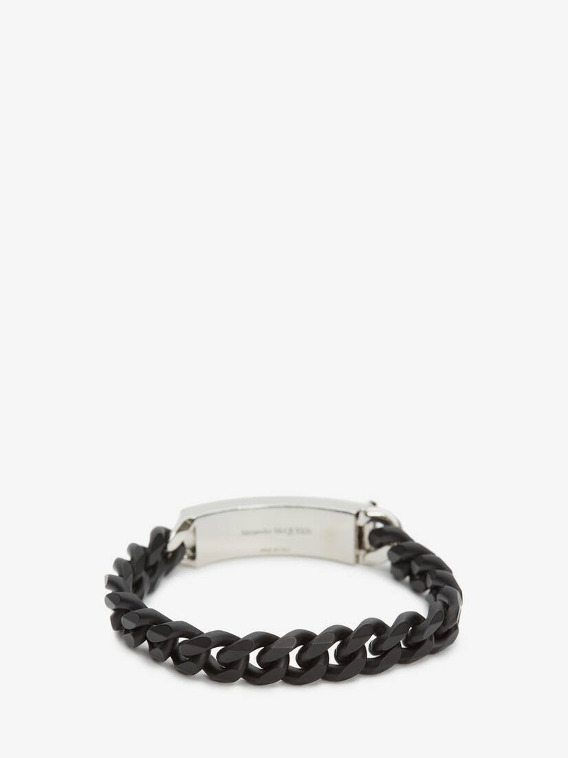 Alexander McQueen Identity Chain Bracelet in Black/silver outlook